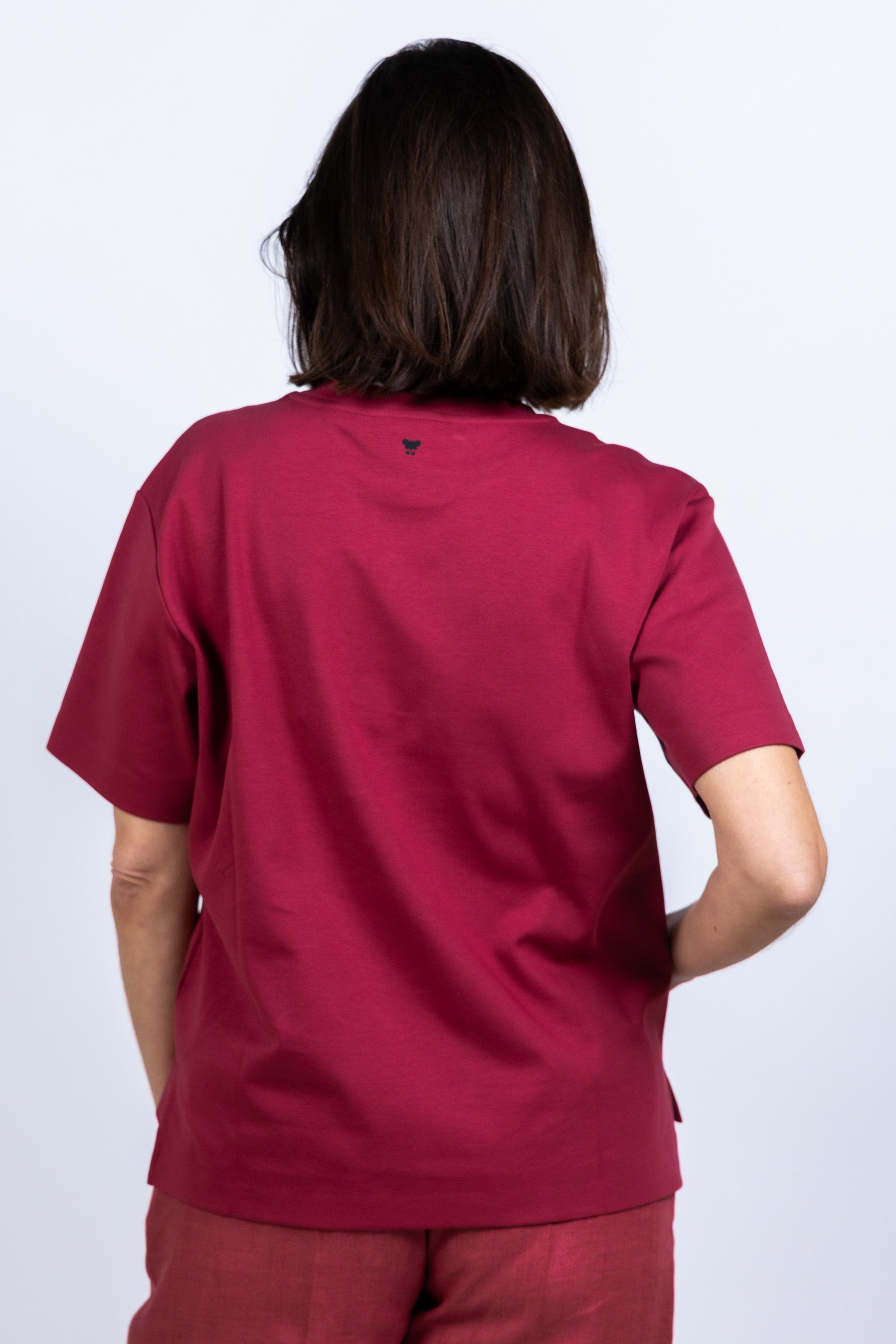 T-shirt met ronde hals - Steenrood