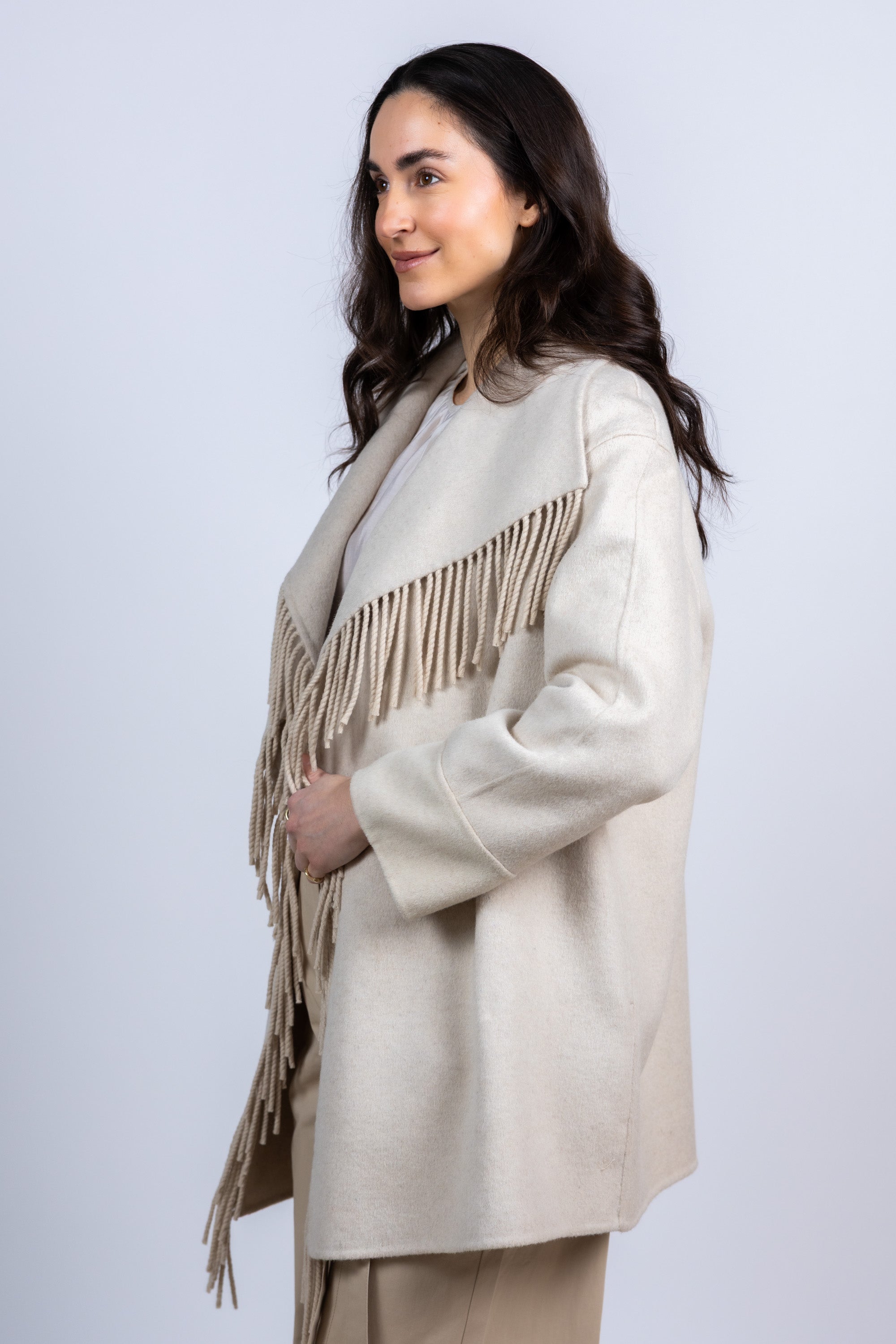 Jas met franjes - Beige