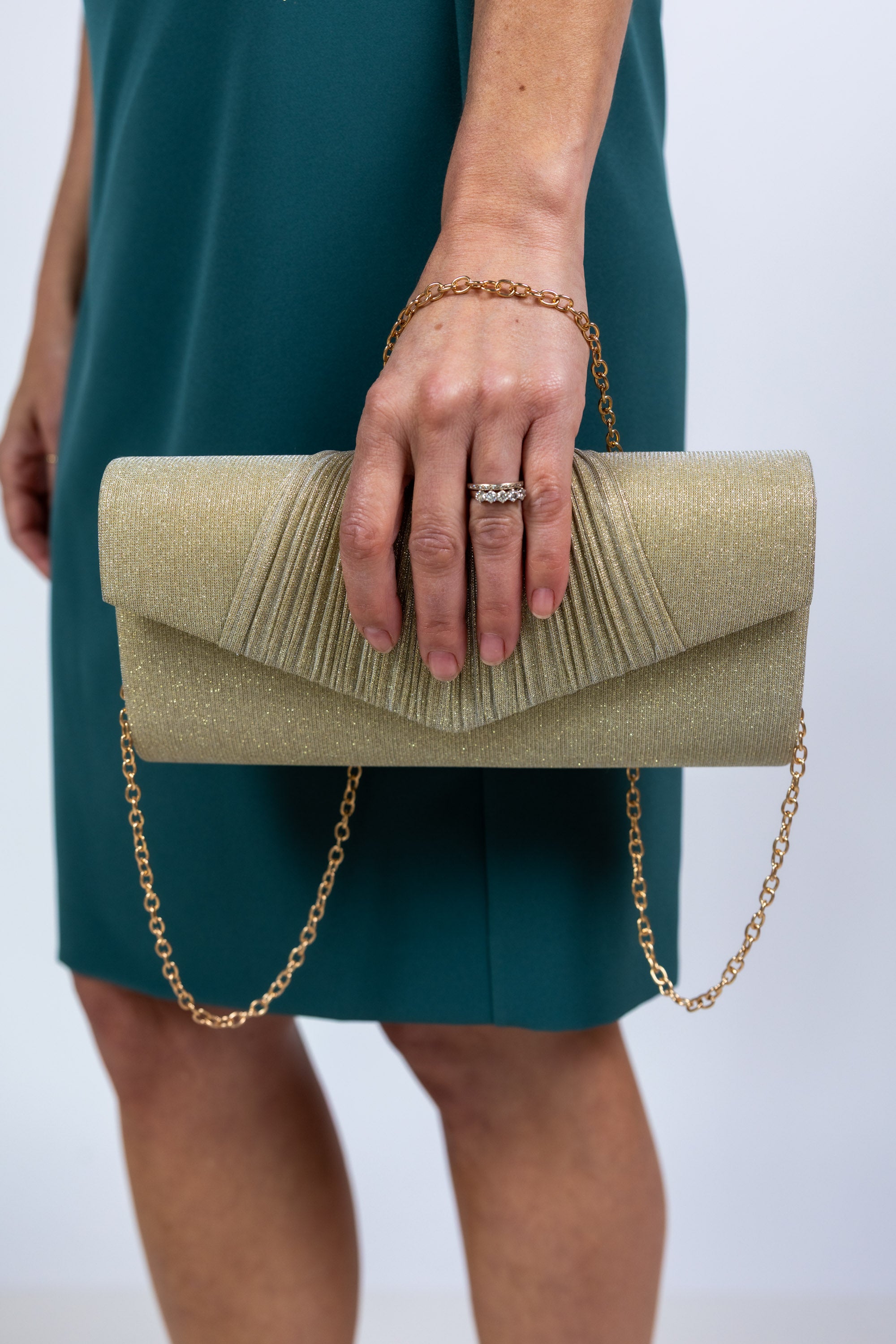 Clutch met ketting - Champagne