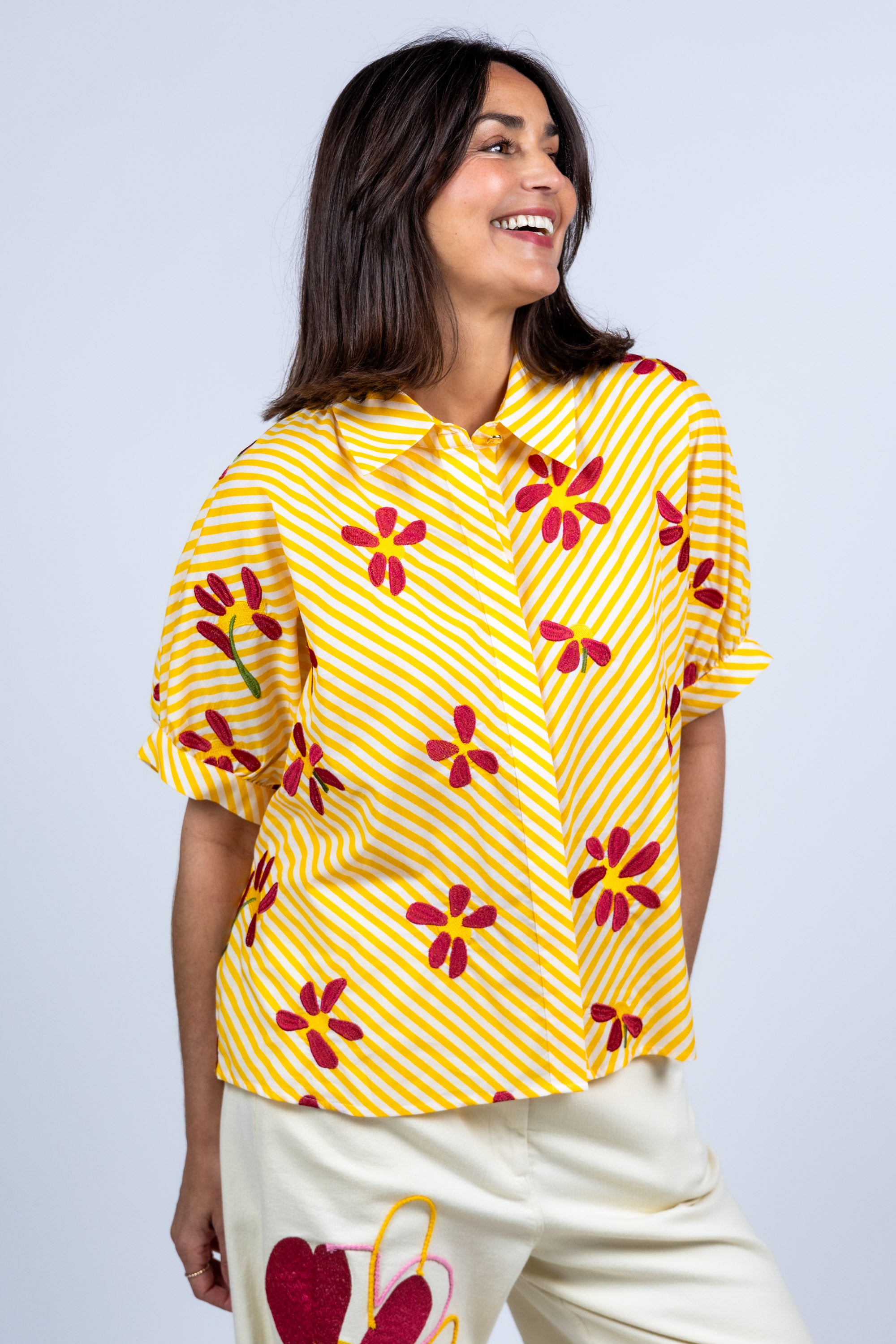 Blouse met strepen - Geel