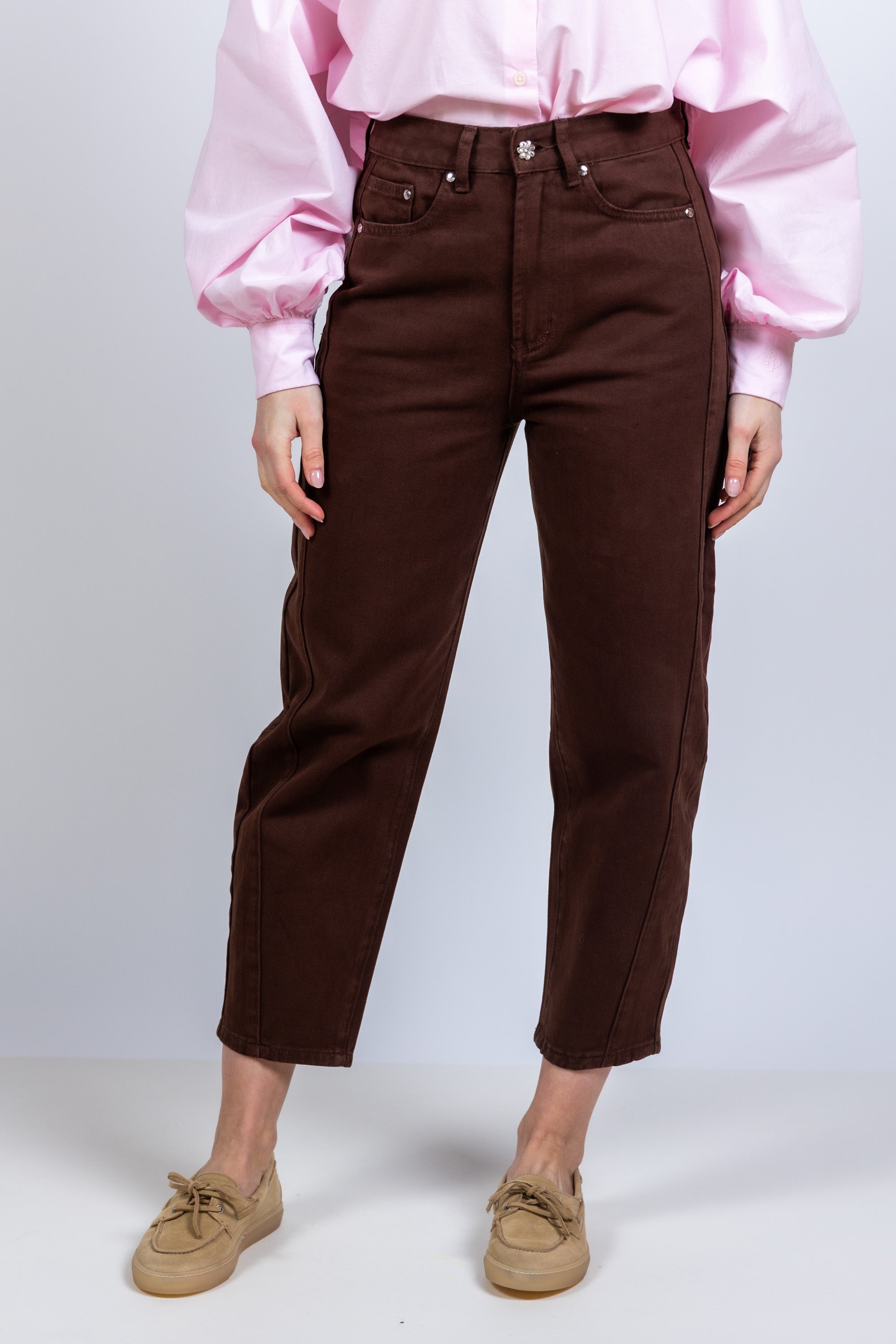 Broek met rechte pijpen - Bruin