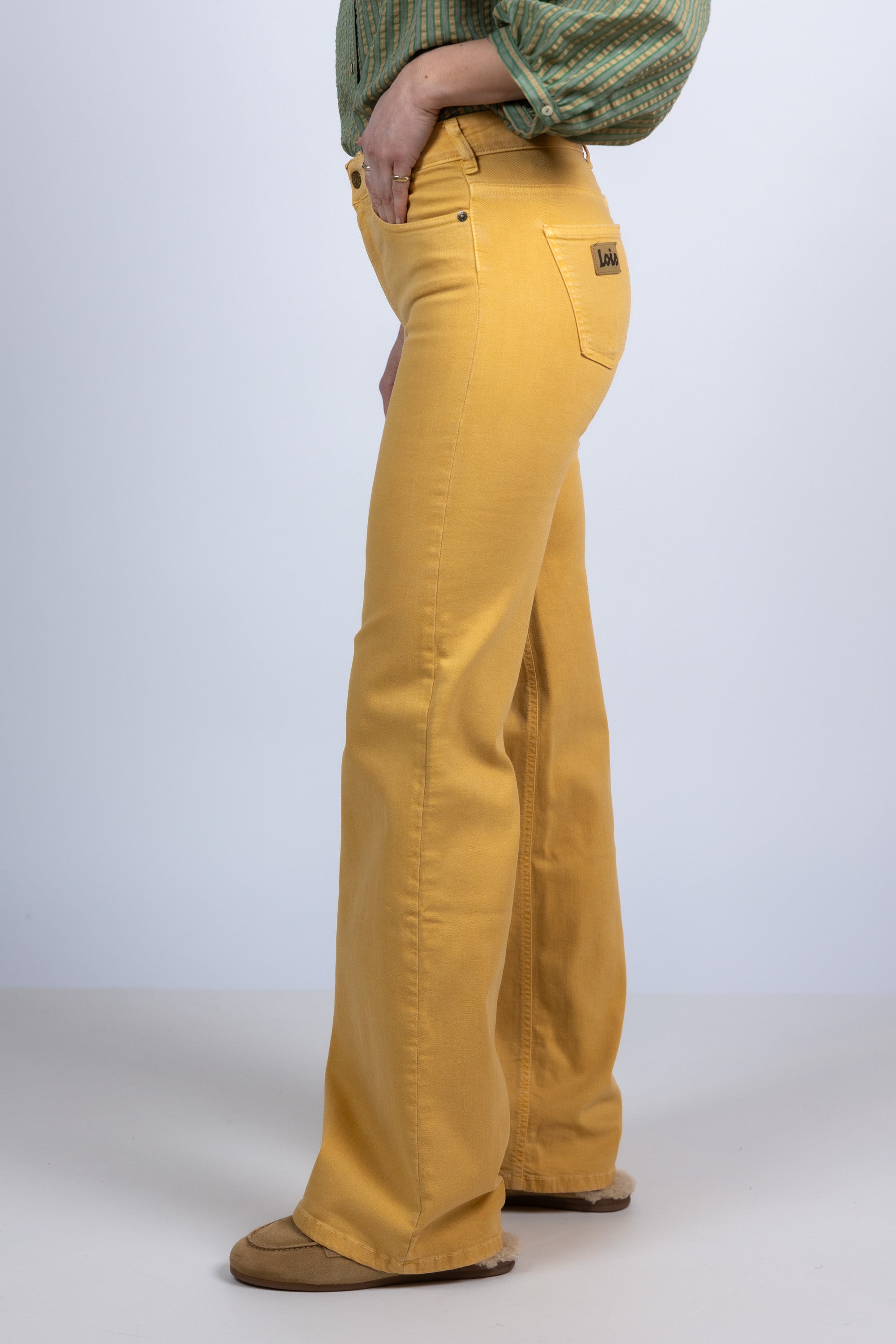 Broek met wijde pijpen - Geel