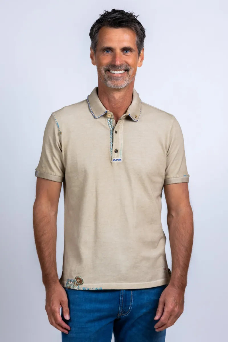 BOB BOB P26Ricky R00582 Polo met knopen - Beige