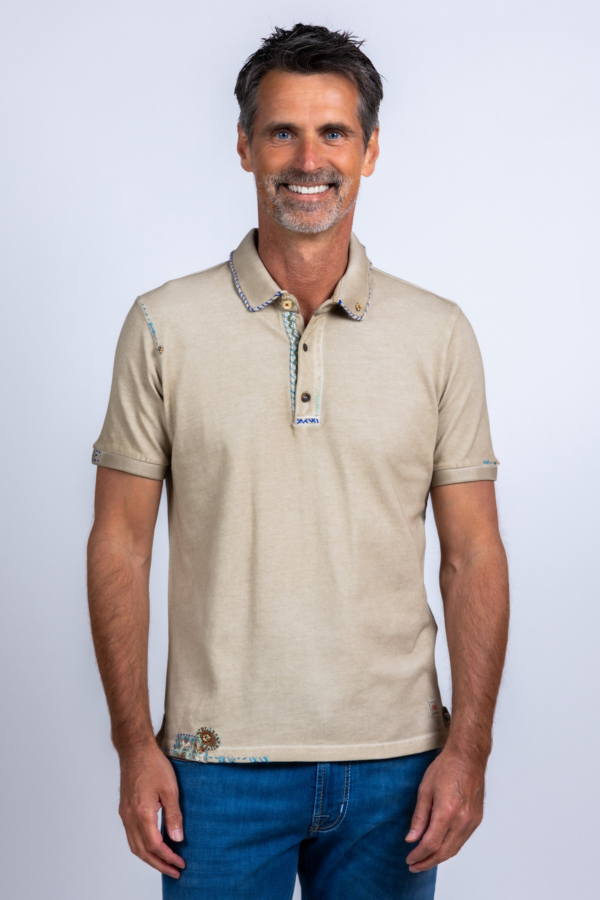 Polo met knopen - Beige
