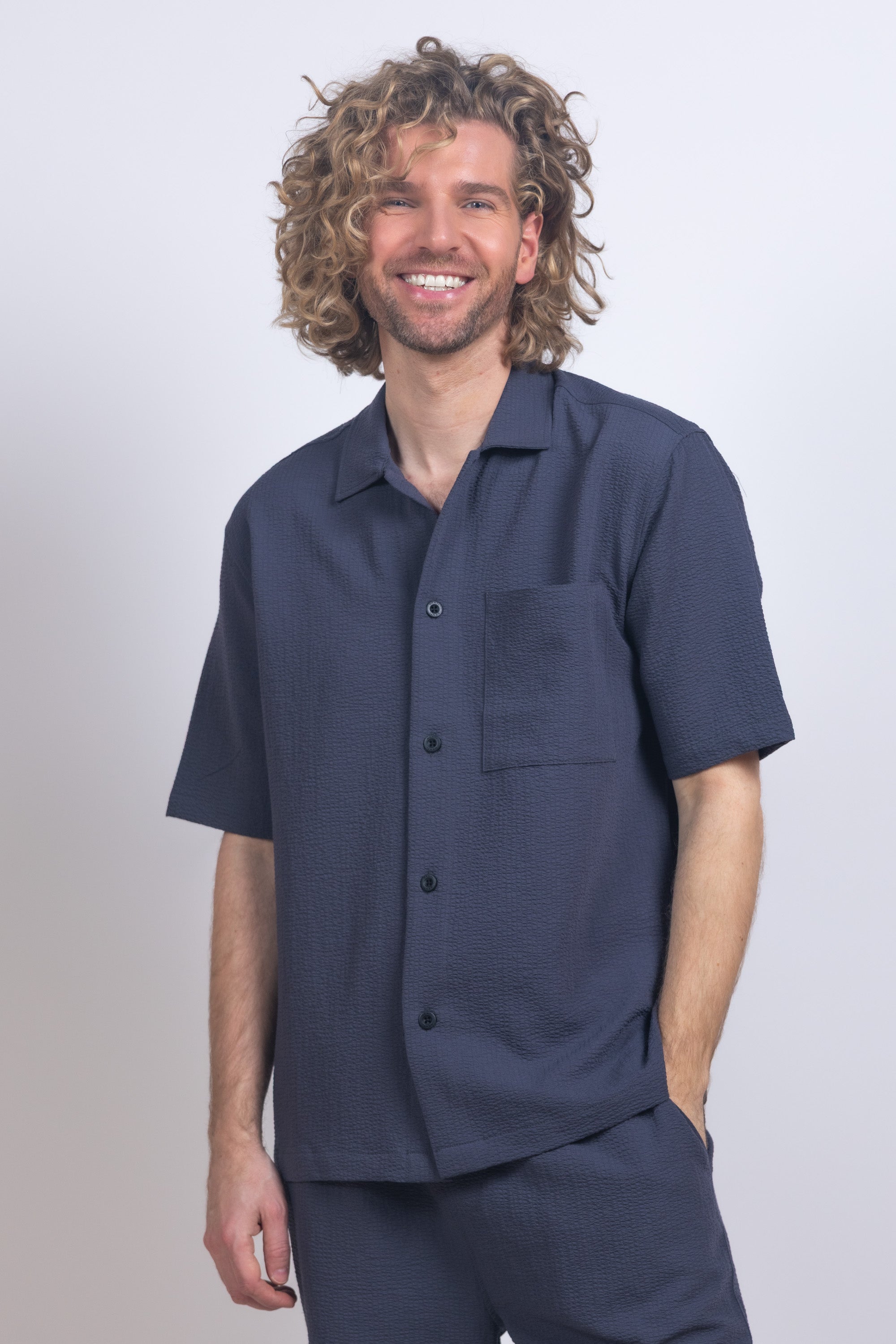 Shirt met knopen - Antraciet