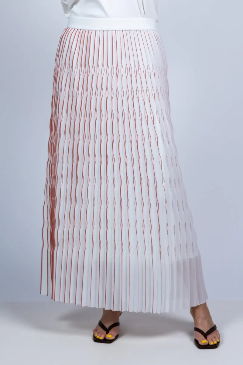 MARCCAIN COLLECTIE MARCCAIN COLLECTIE AC.71.25 W76 Rok met plooien - Ecru