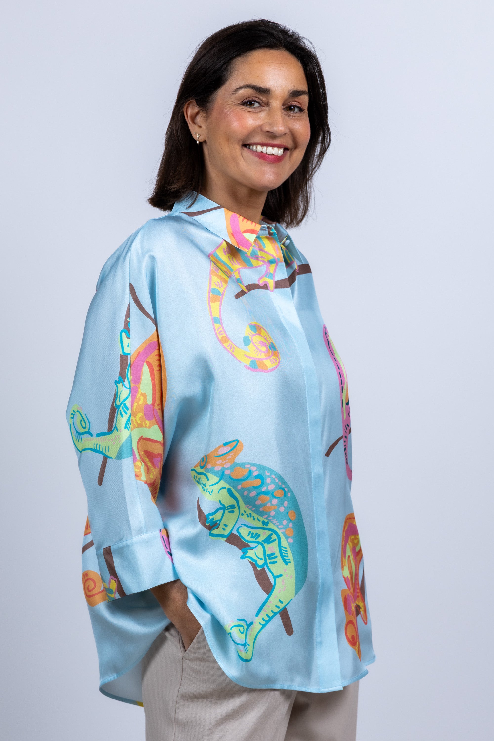 Blouse met print - Bleu