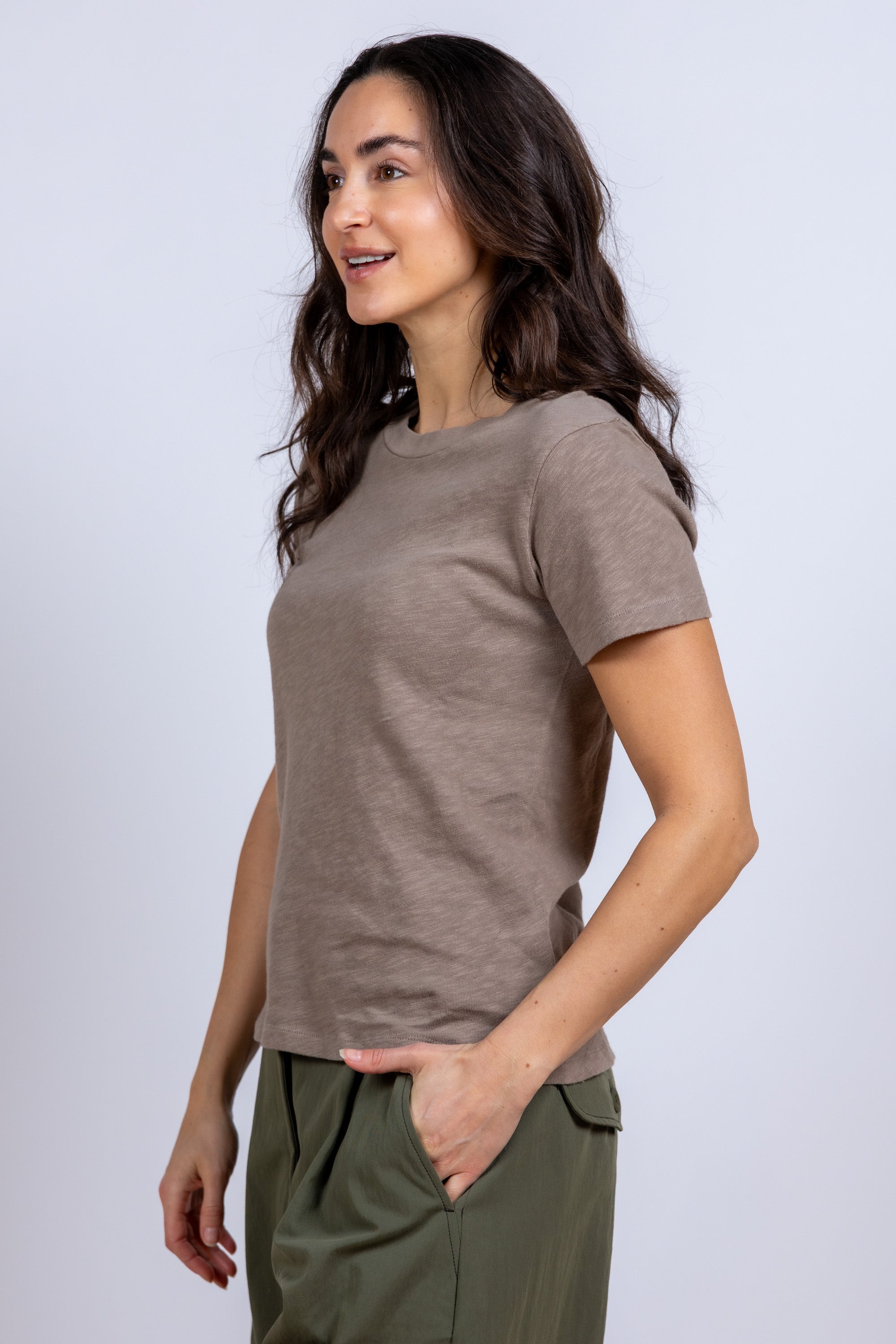 T-shirt met ronde hals - Zand