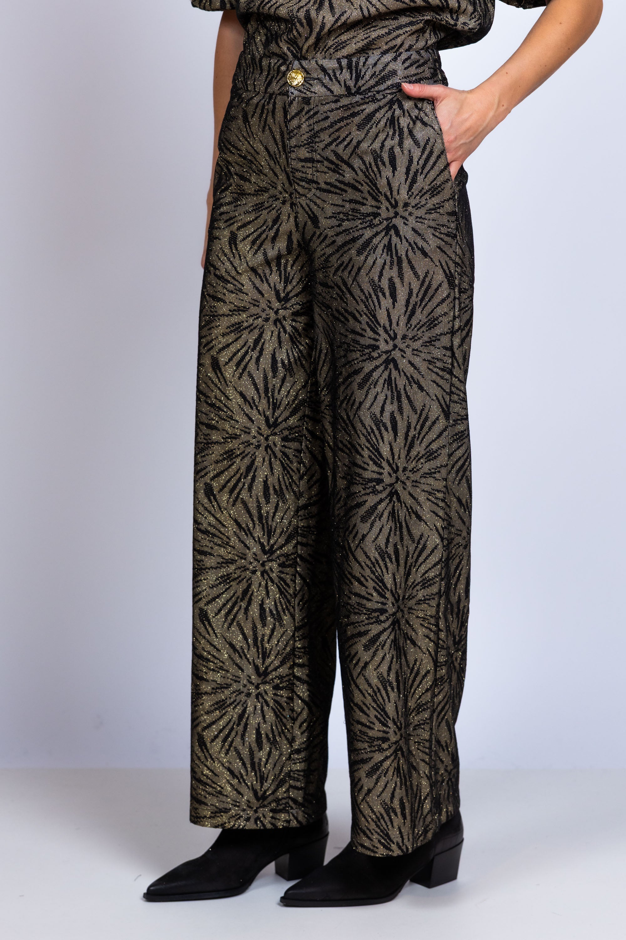 Wijde broek met dessin - Goud