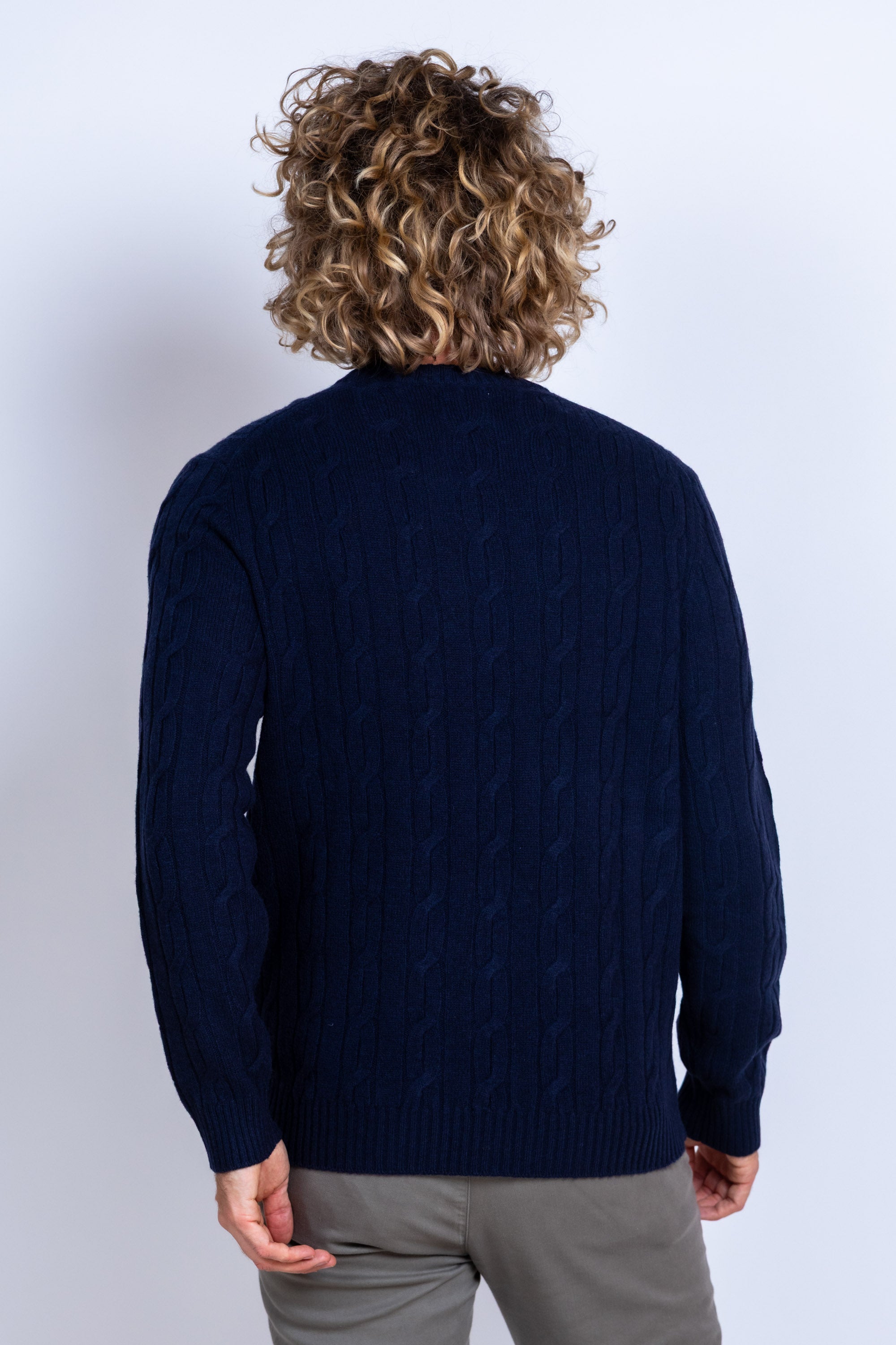 Trui met kabelpatroon - Marine