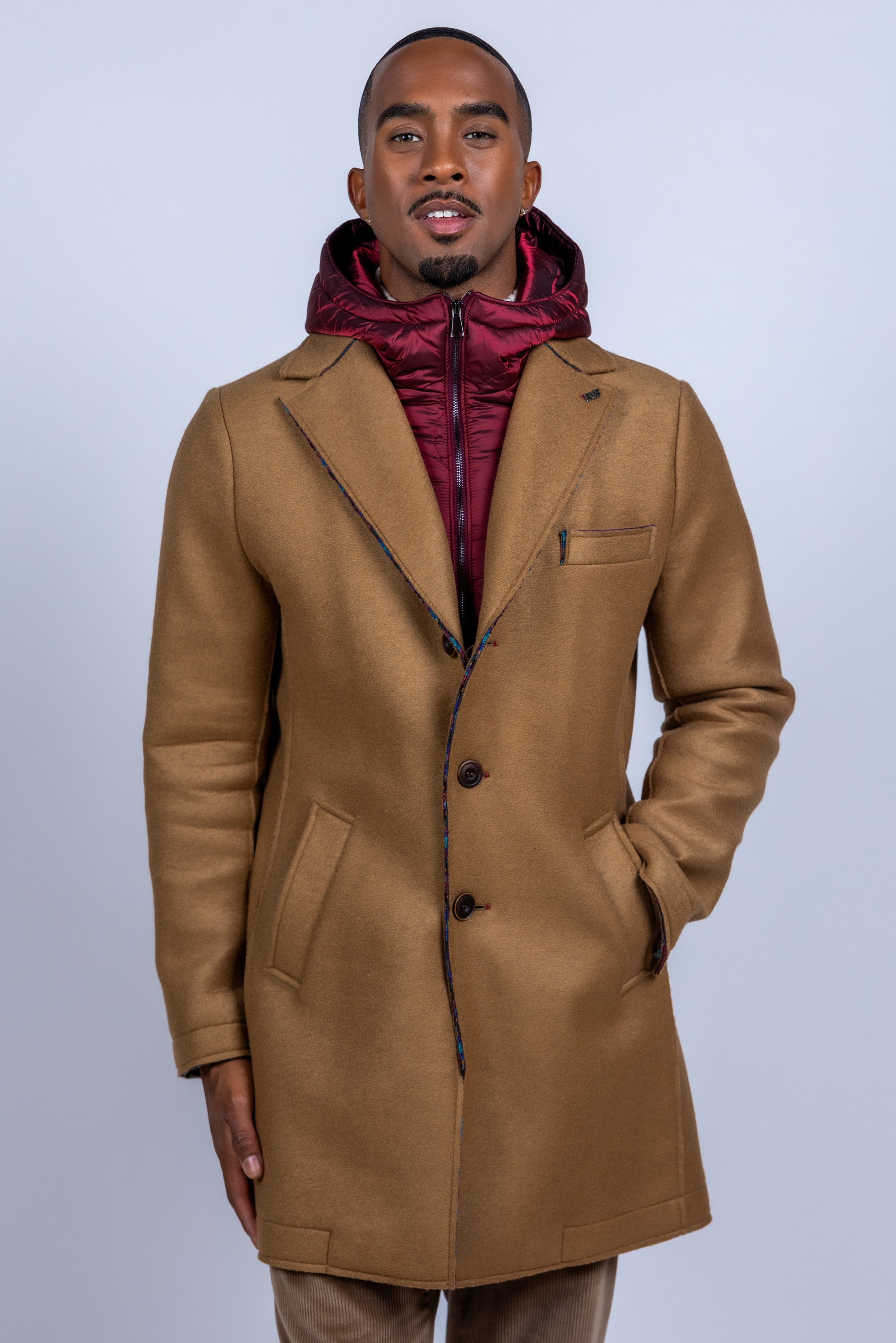 Mantel met knopen - Camel