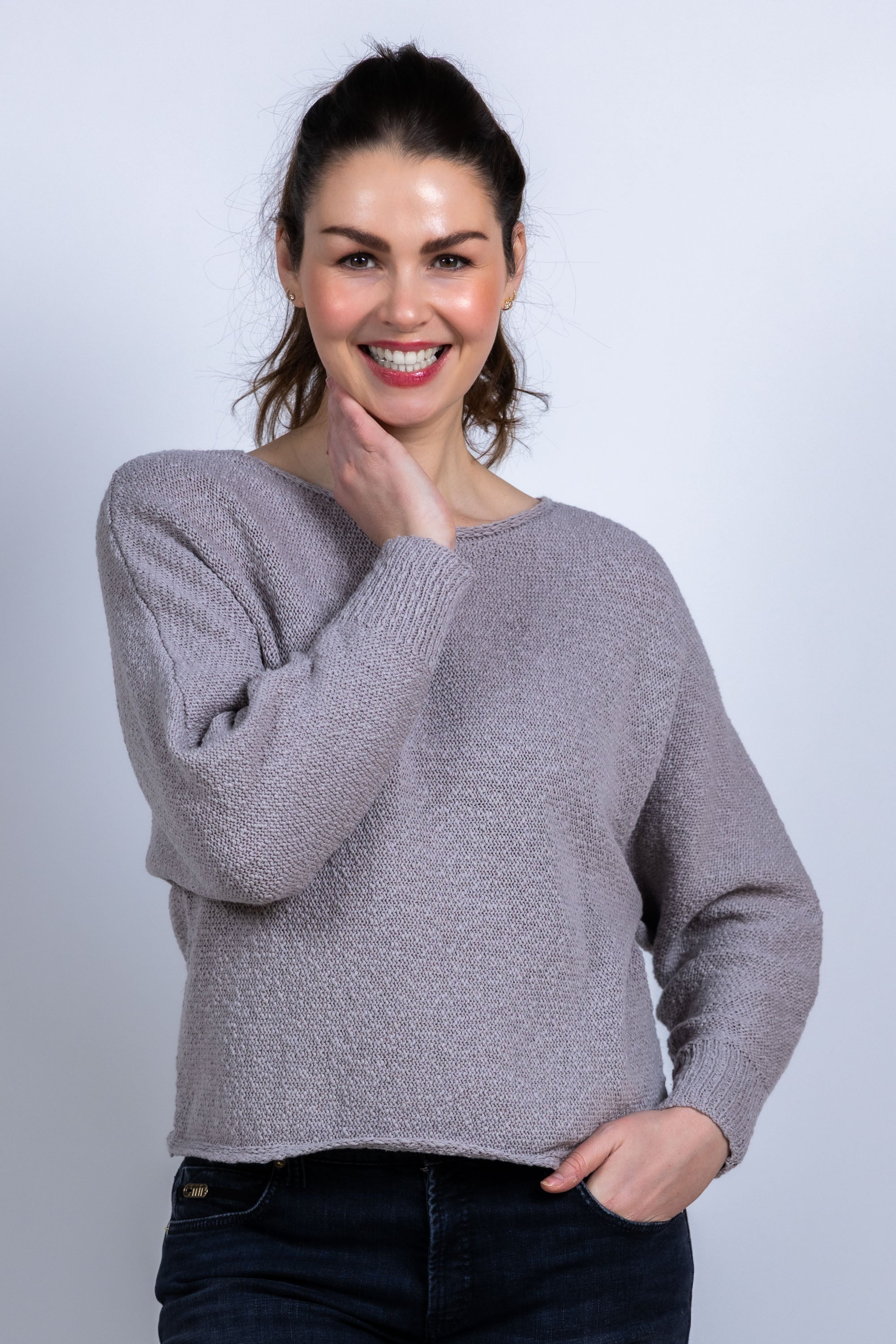 Trui met ronde hals - Taupe