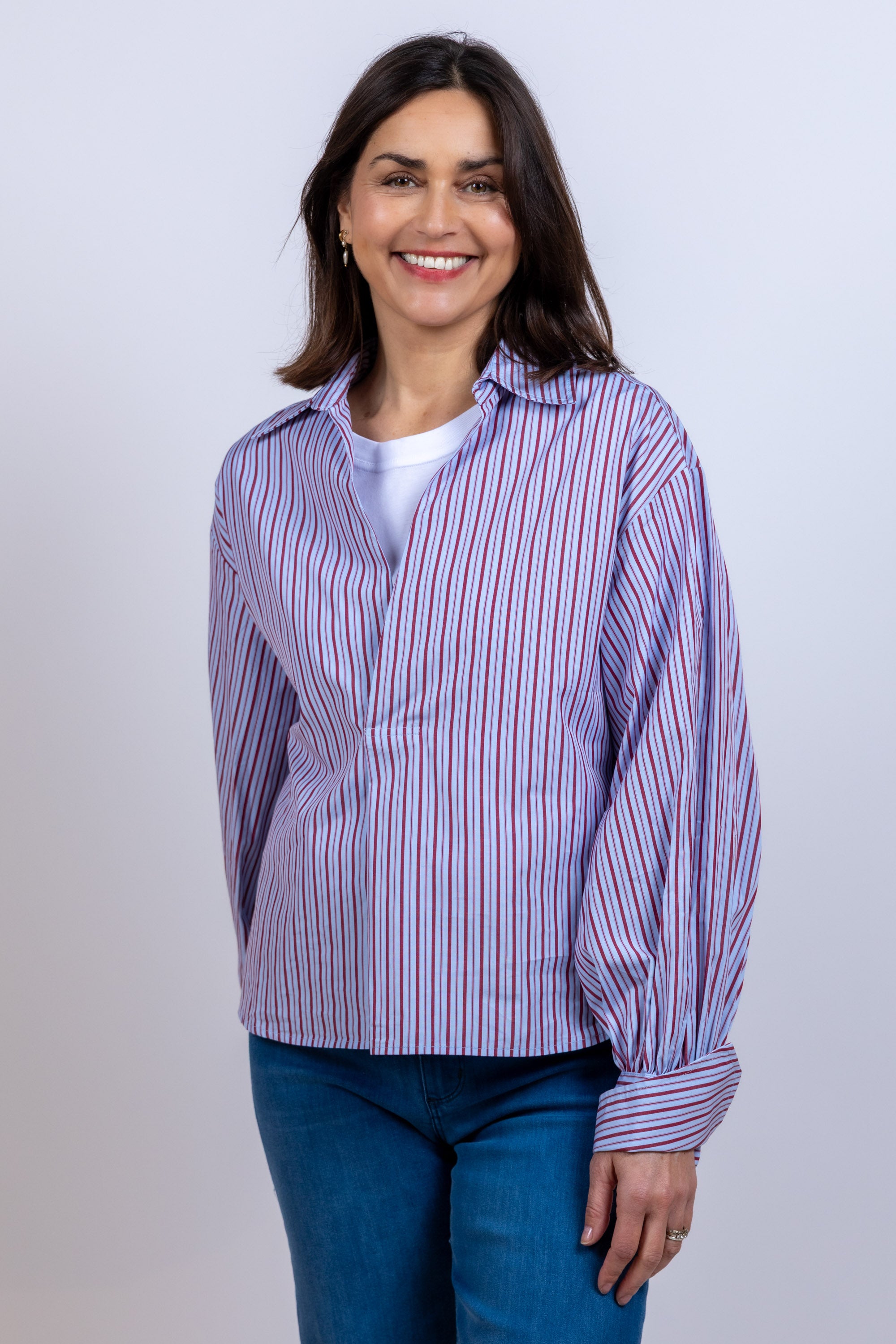 Blouse met strepen - Bleu