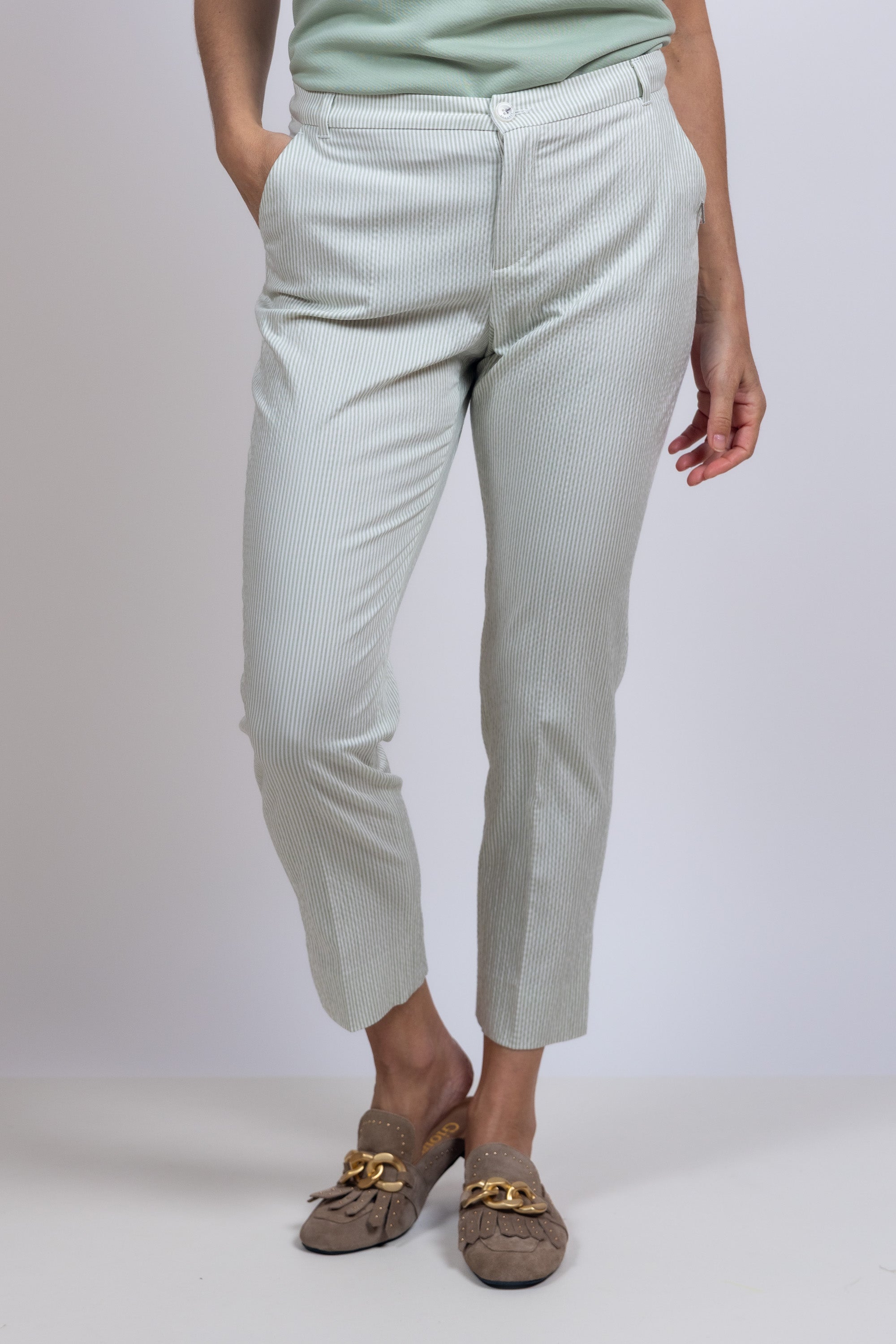 Broek met strepen - Mint