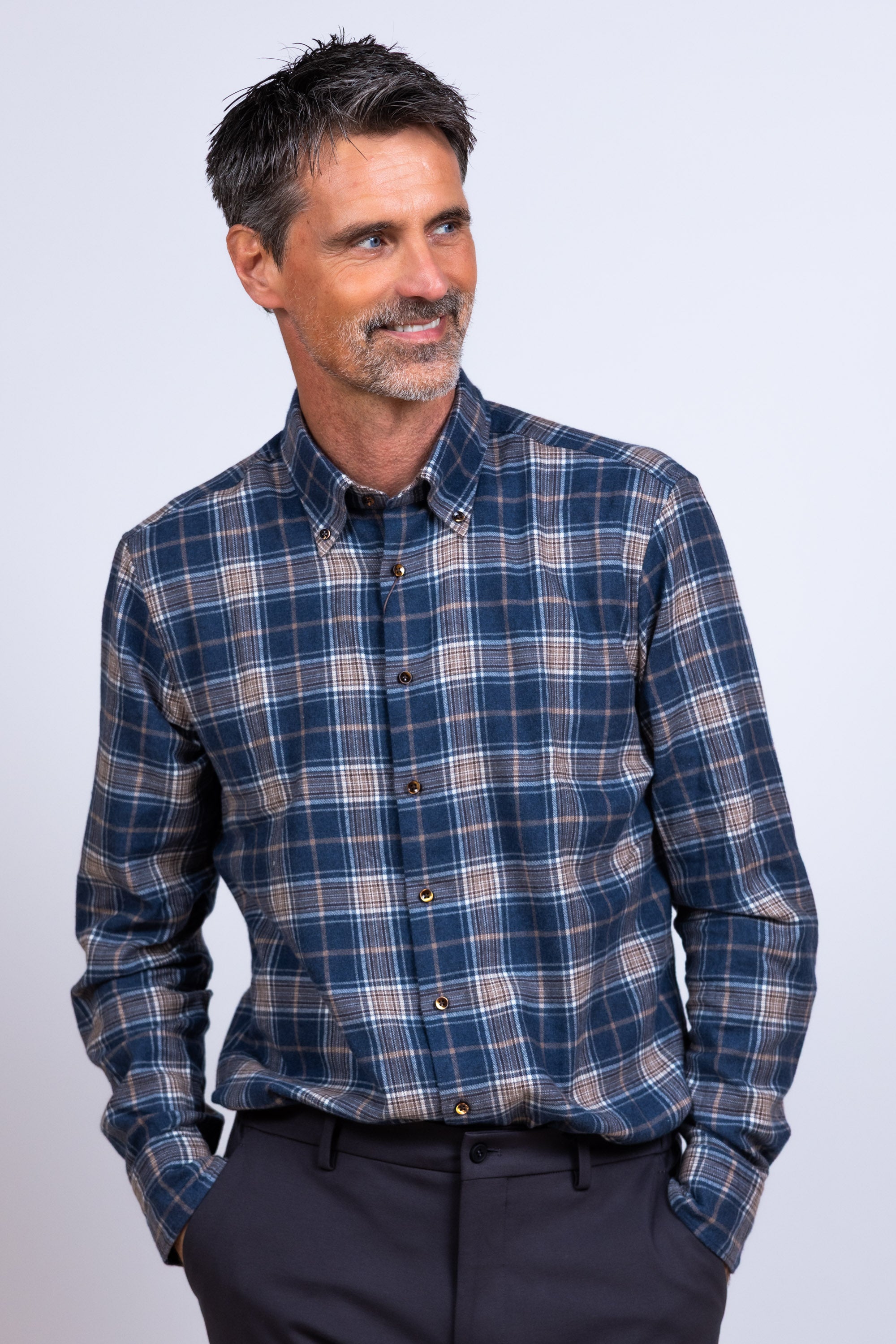 Overhemd met ruiten - Marine