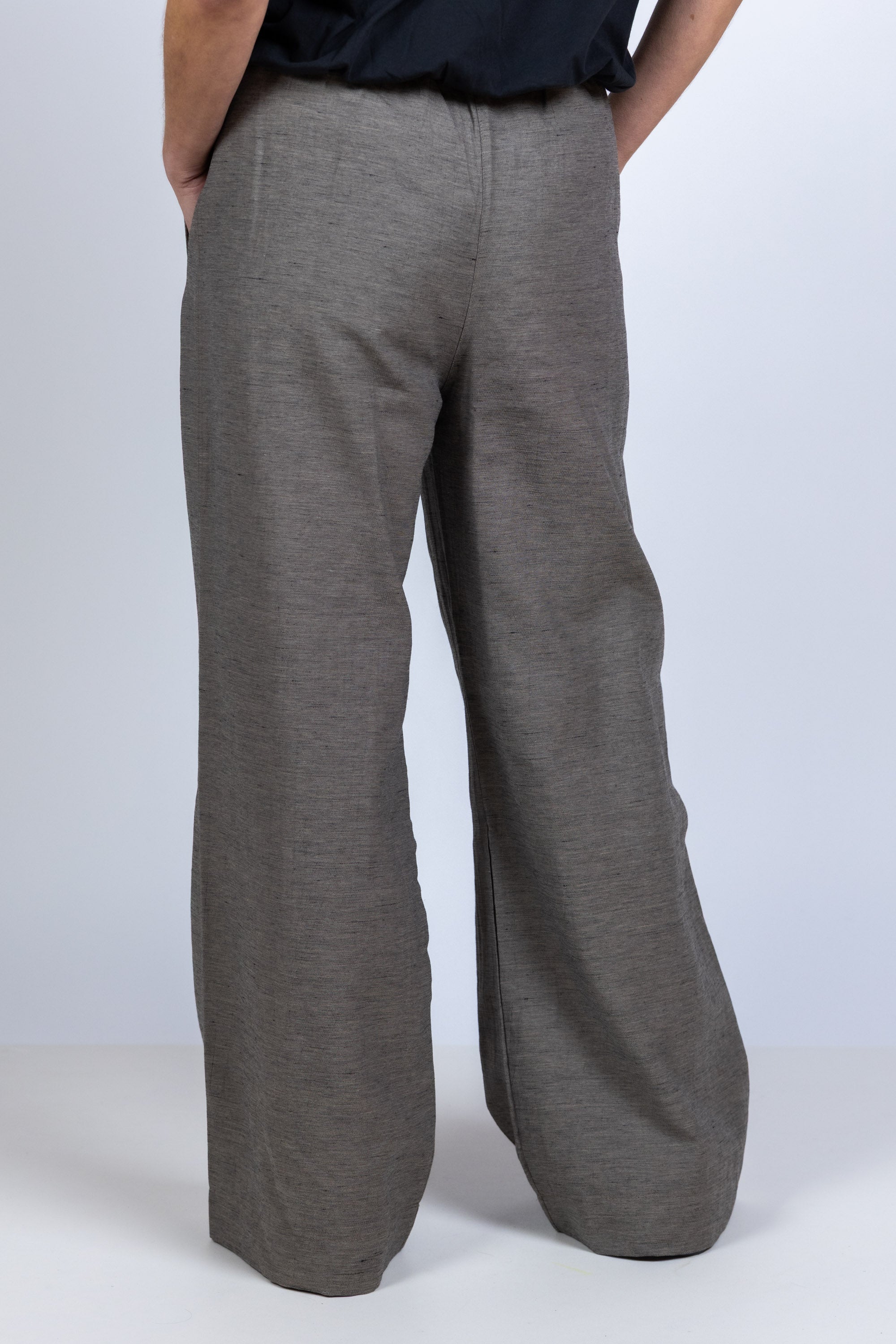 Wijde broek met plooien - Taupe