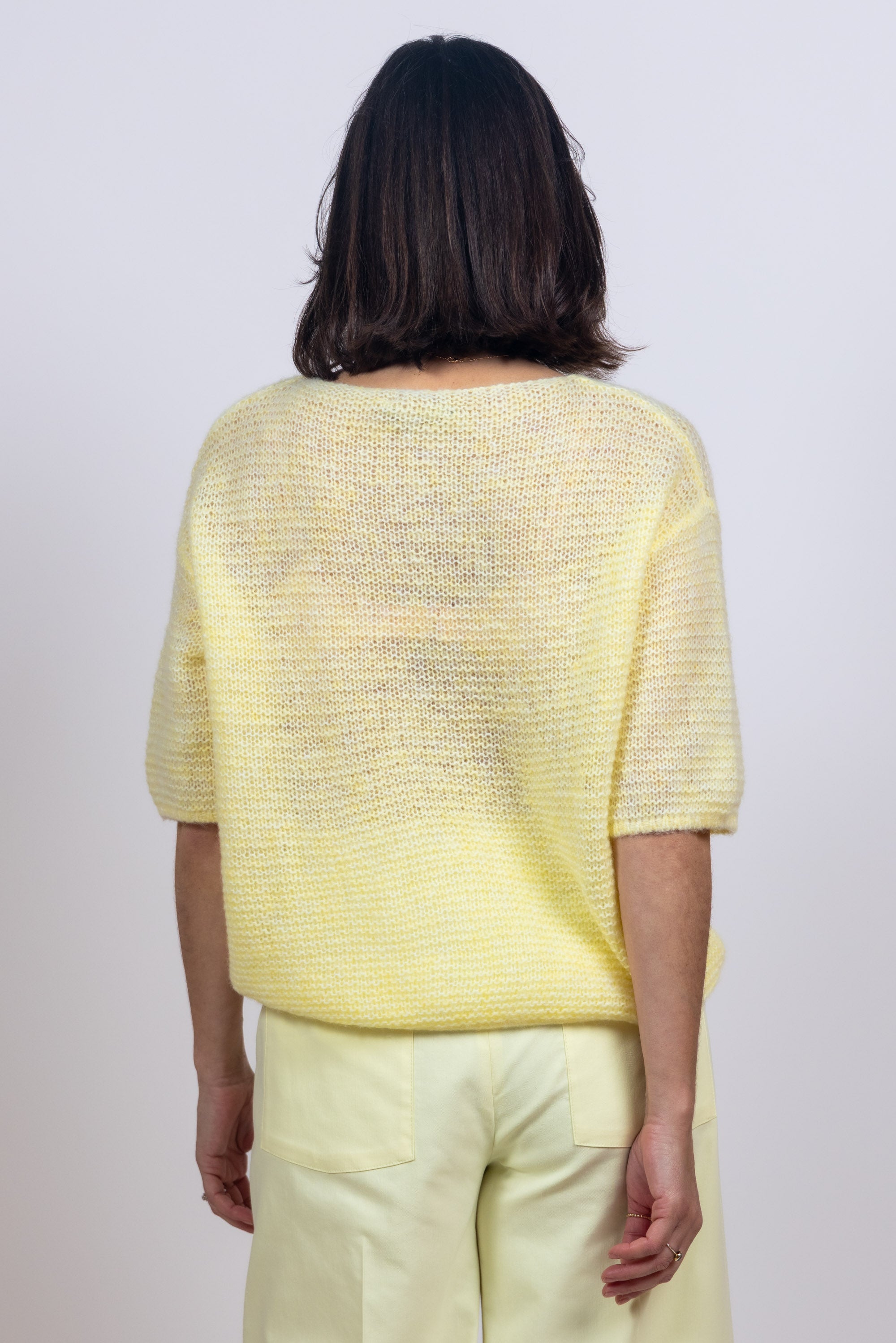 Trui met korte mouwen - Citroengeel