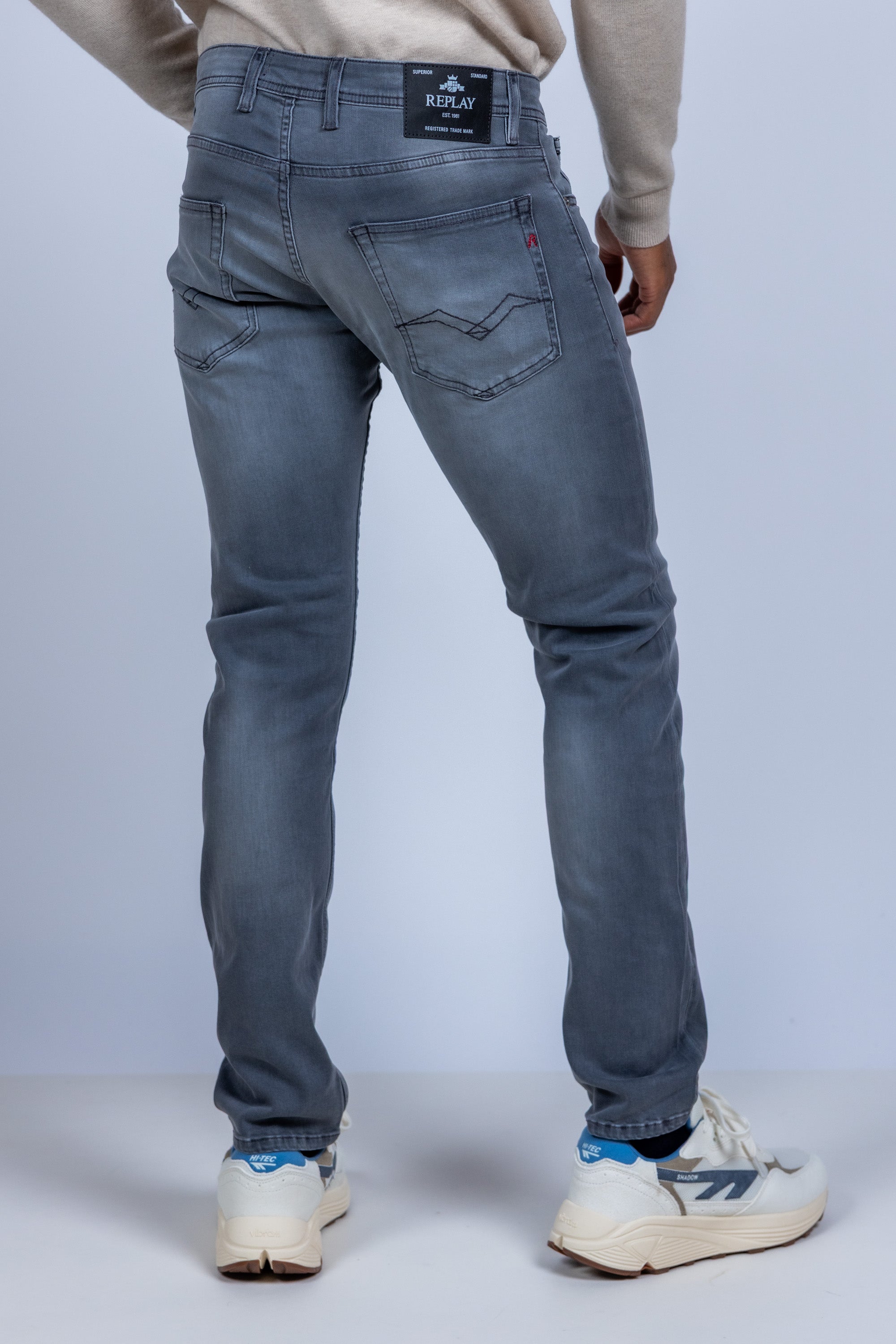 Jeans met knopen - Middengrijs