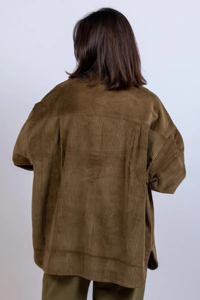 SoSUE SoSUE TED COAT Shirt met ribstructuur - Khaki