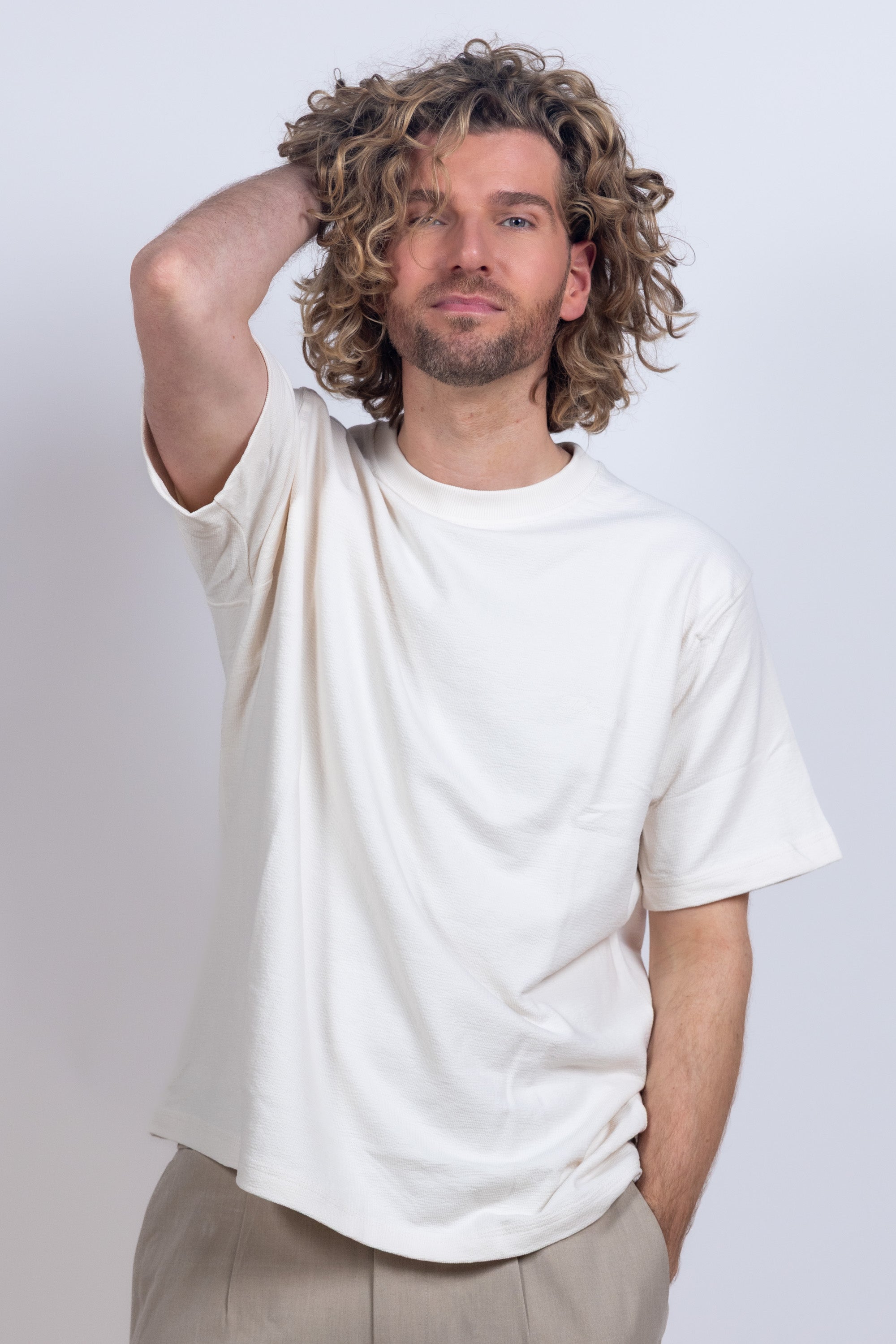 T-shirt met ronde hals - Ecru