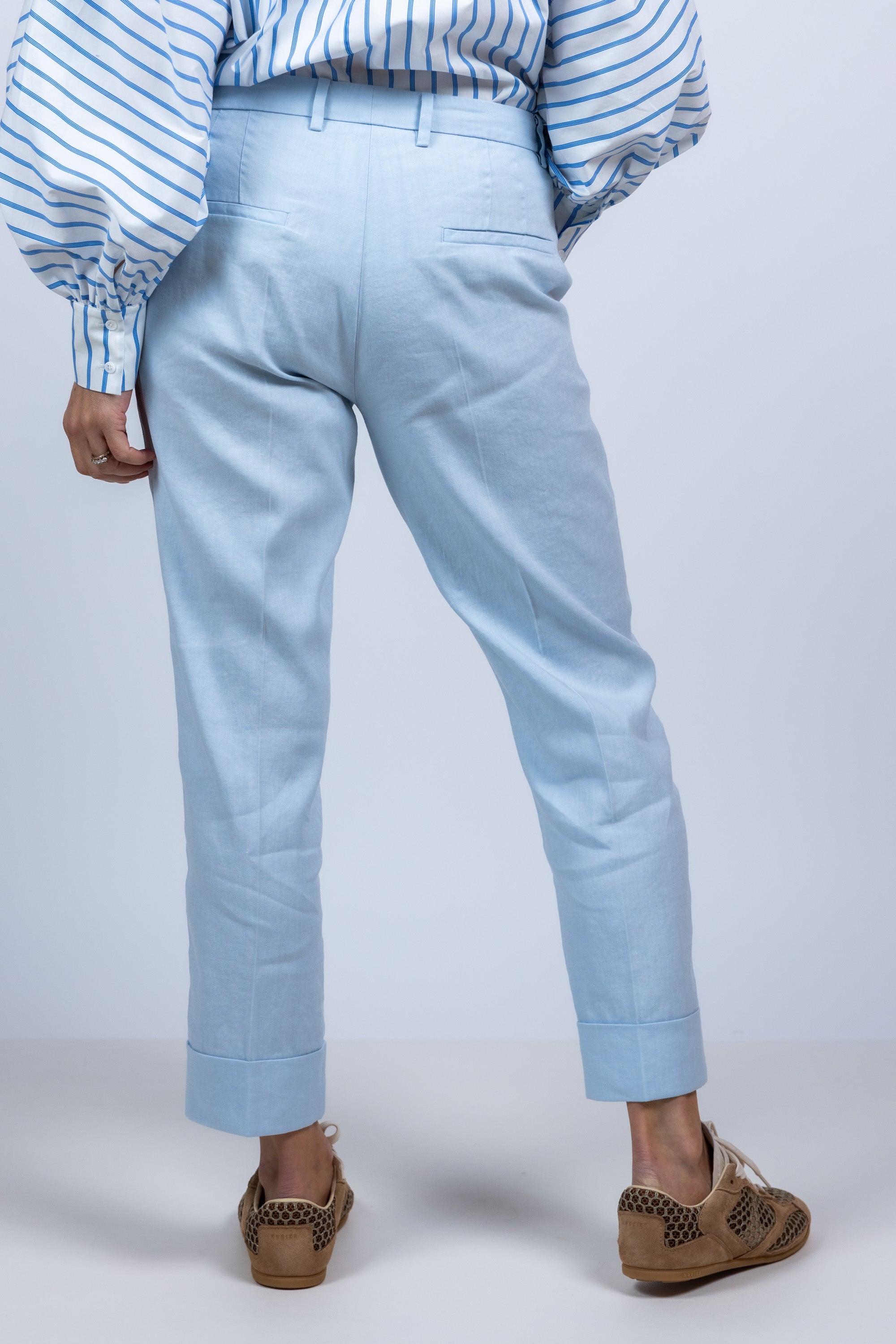 Broek met omslag - Bleu