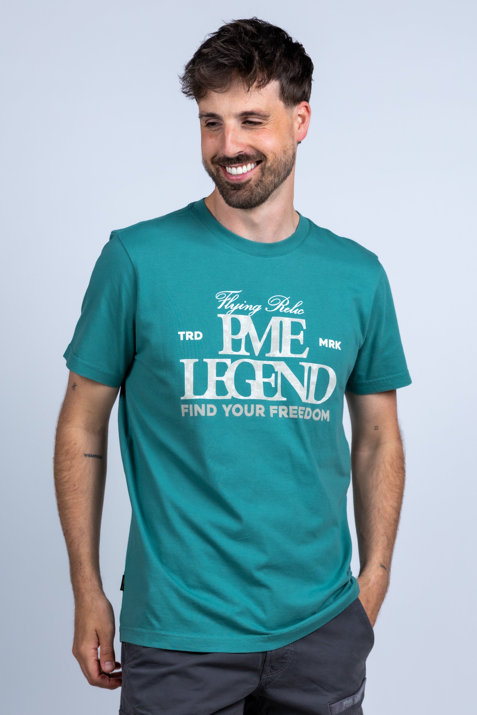T-shirt met print - Smaragd/biljart
