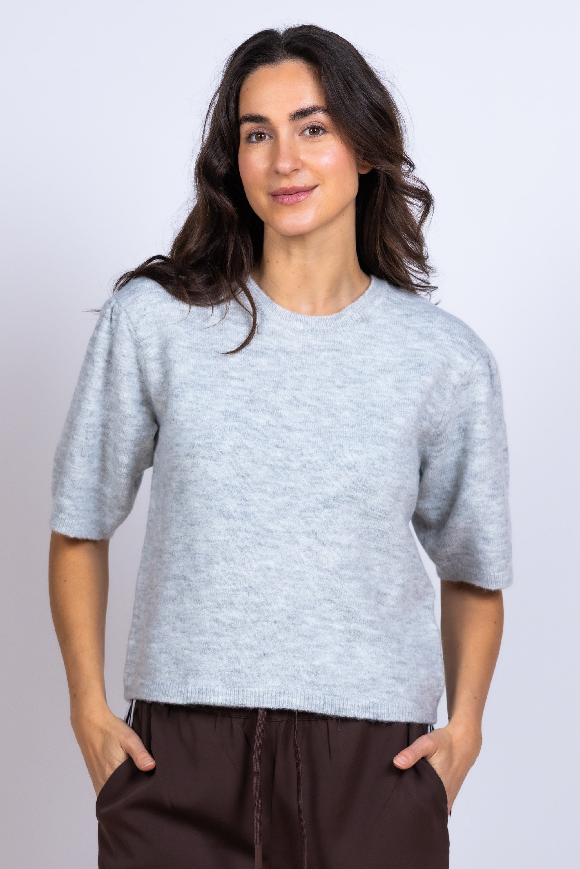 Trui met korte mouwen - Lichtgrijs