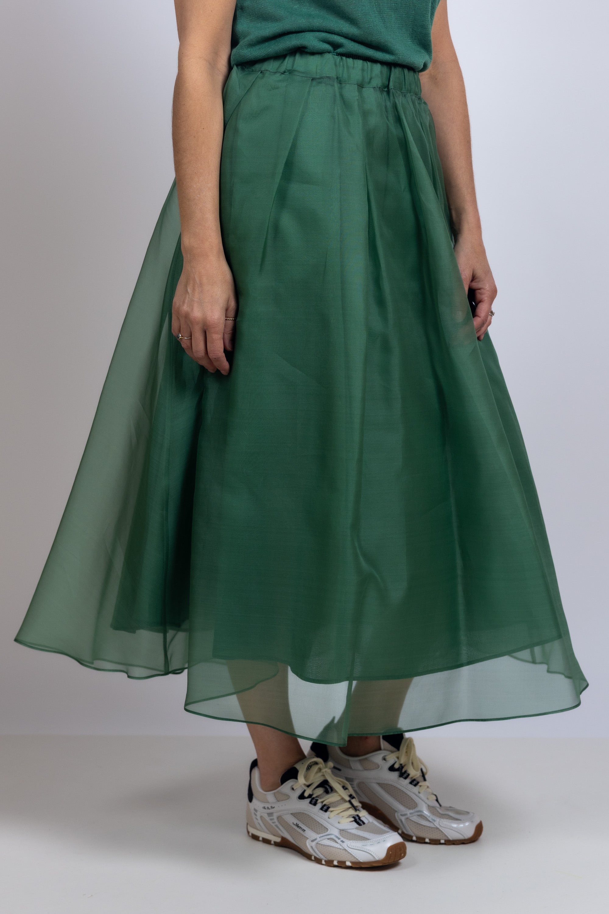 Rok met voile - Flessegroen