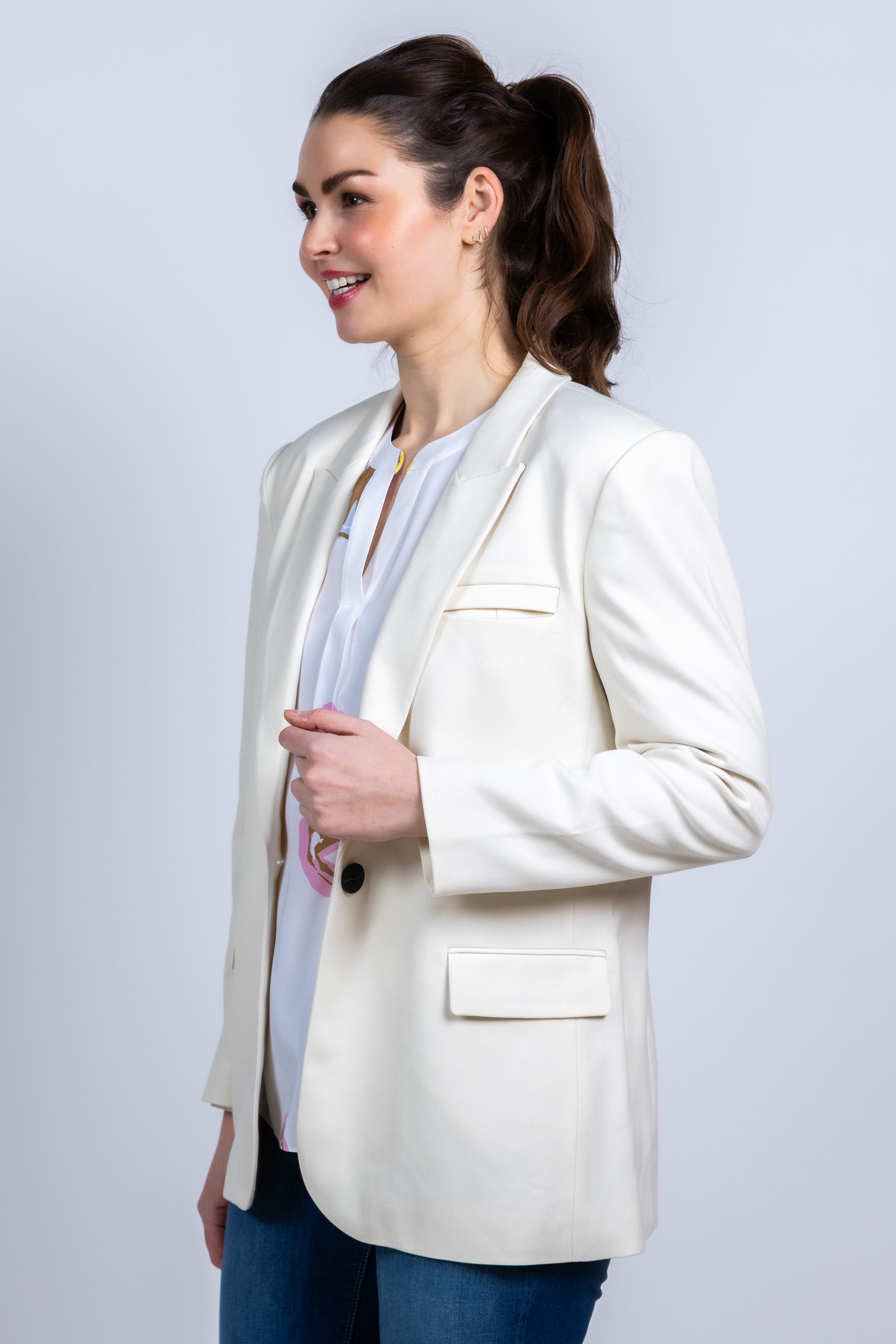 Blazer met knoop - Ecru