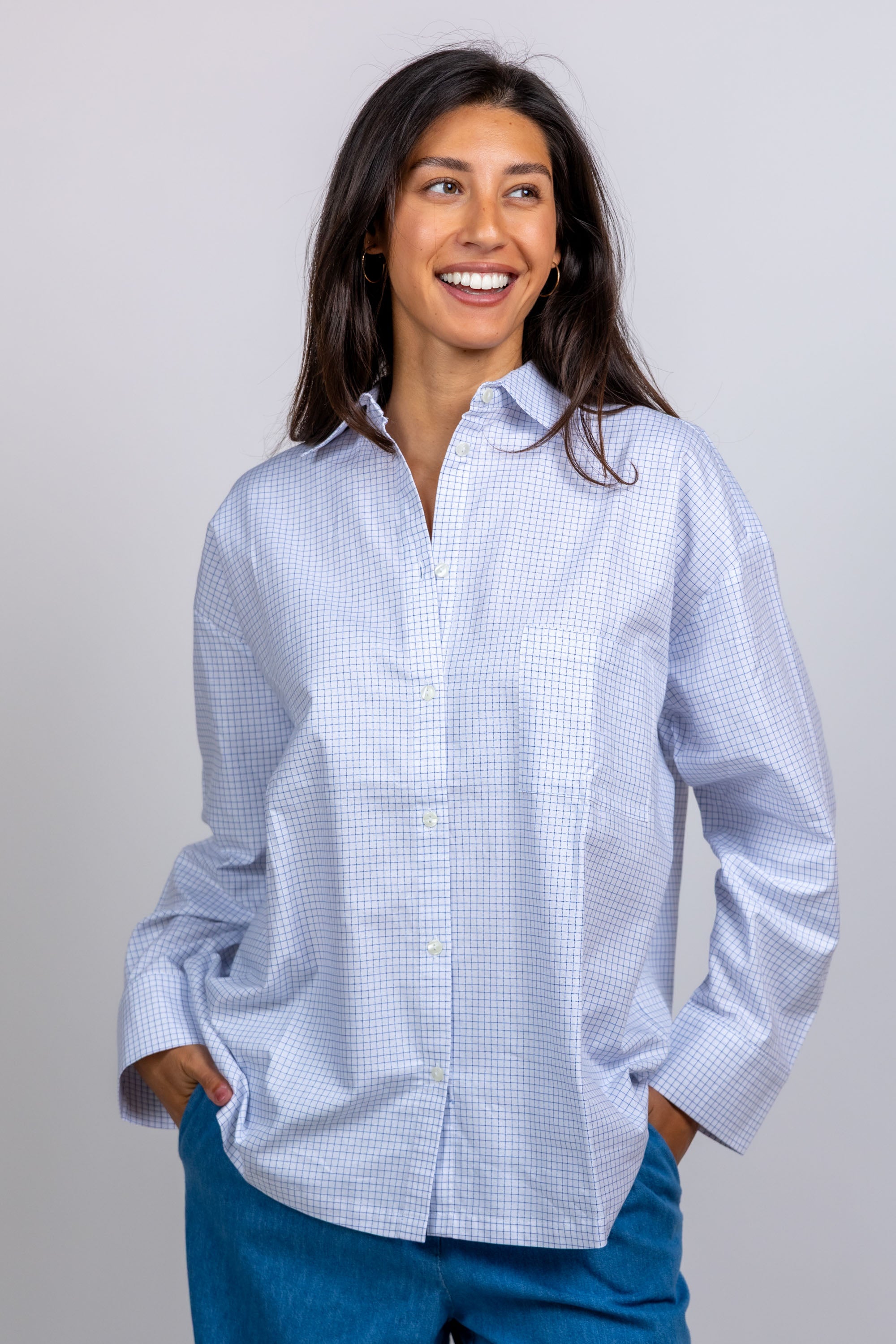 Blouse met ruitjes - Wit