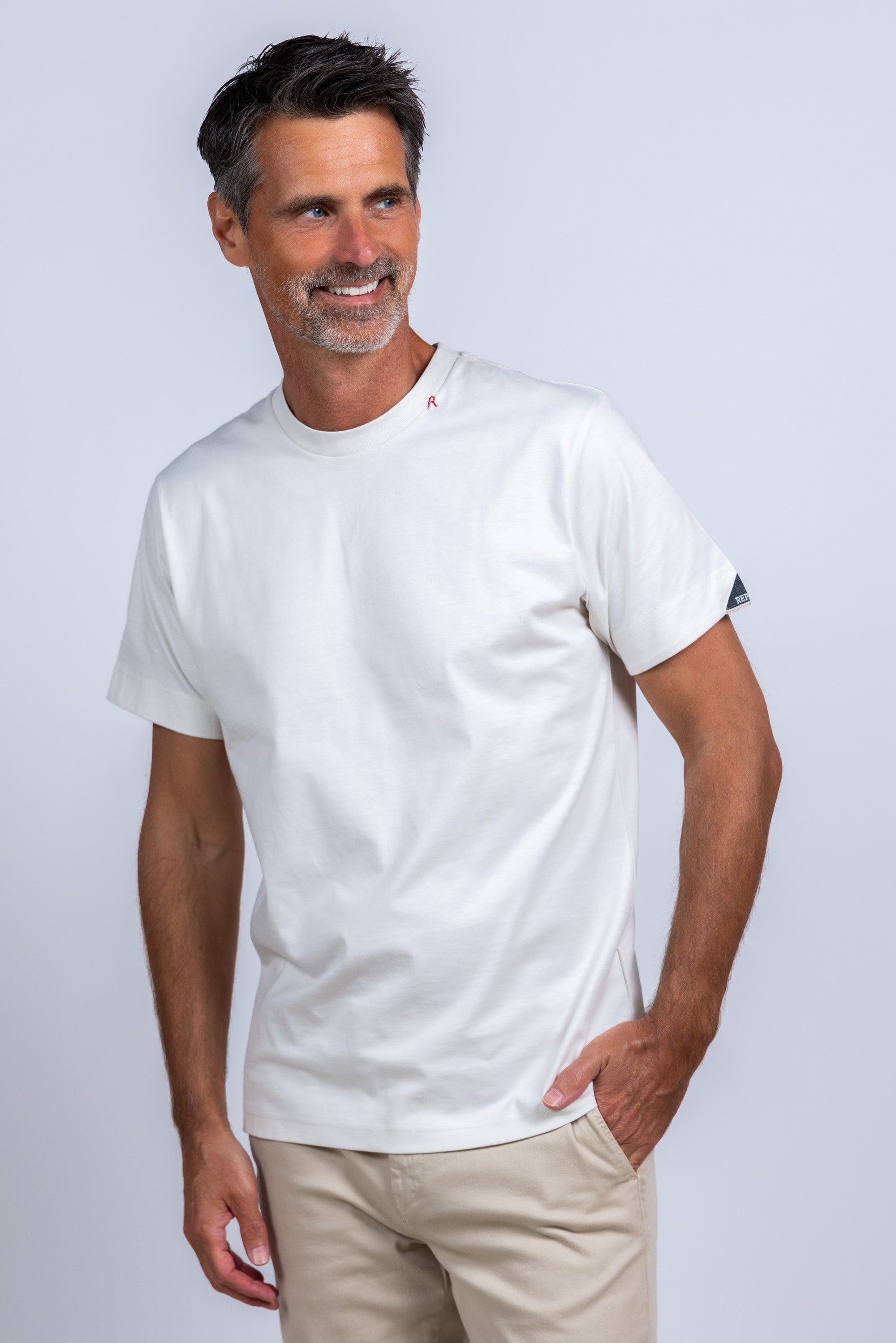 T-shirt met ronde hals - Ecru