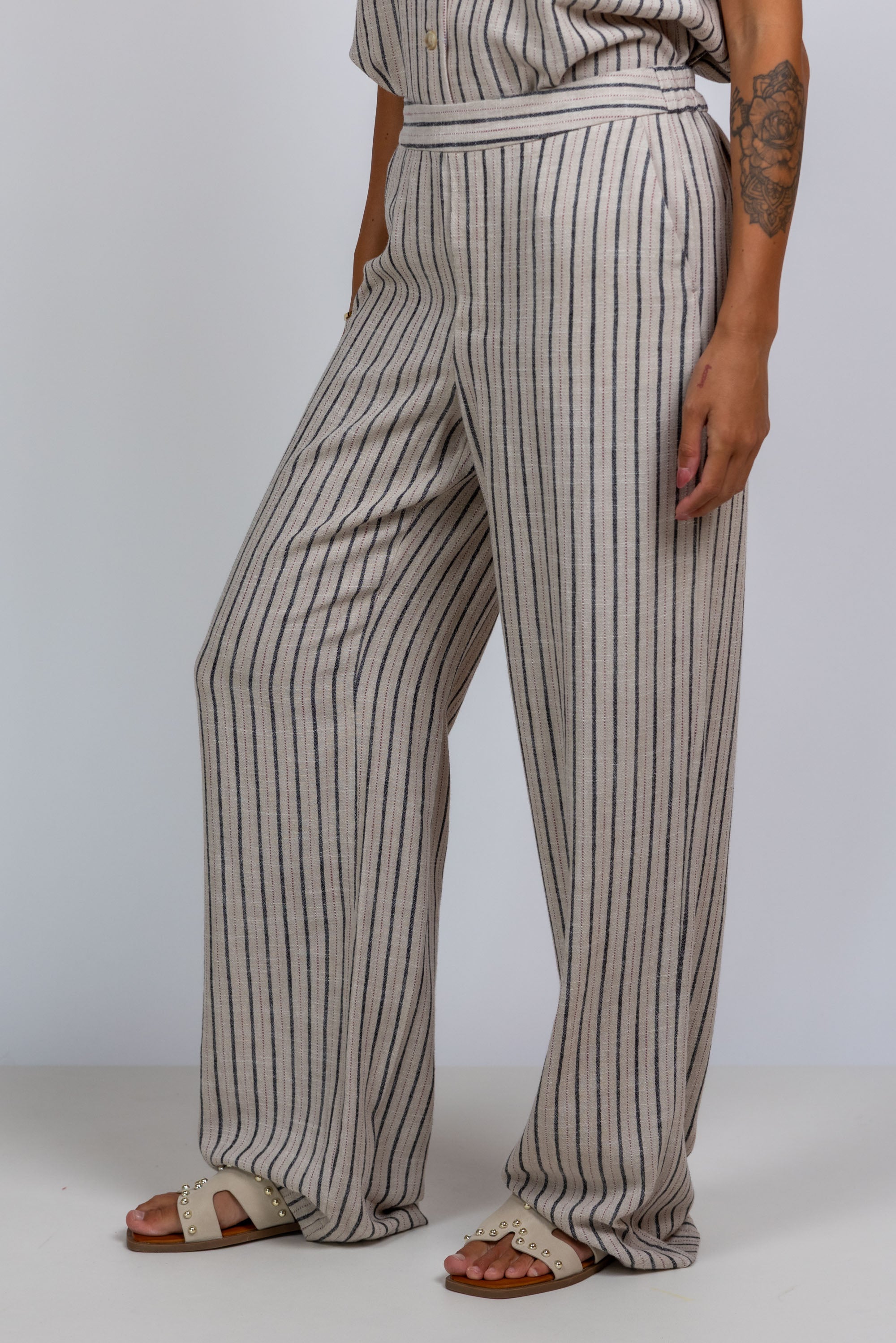 Broek met strepen - Beige