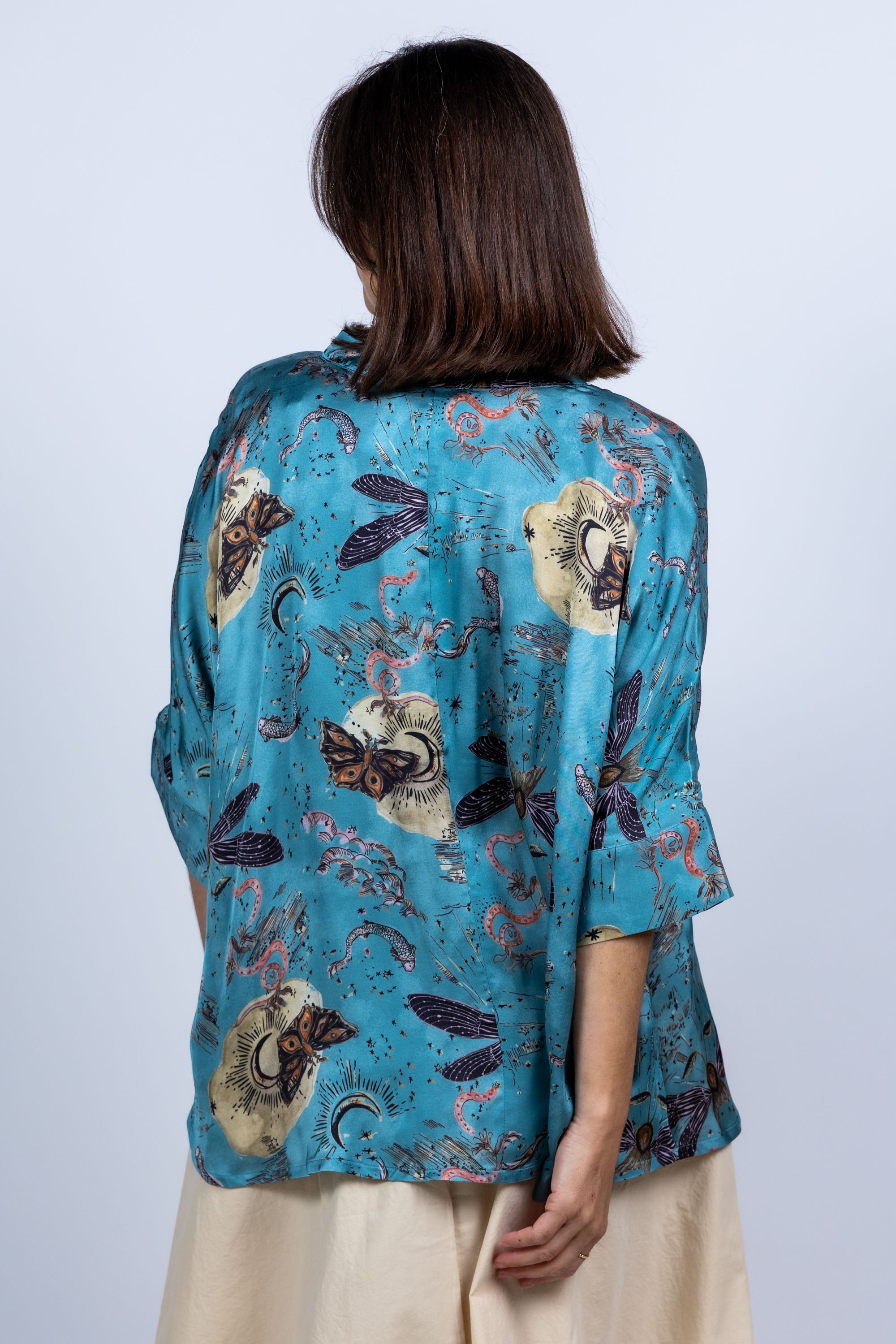 Blouse met print - Bleu