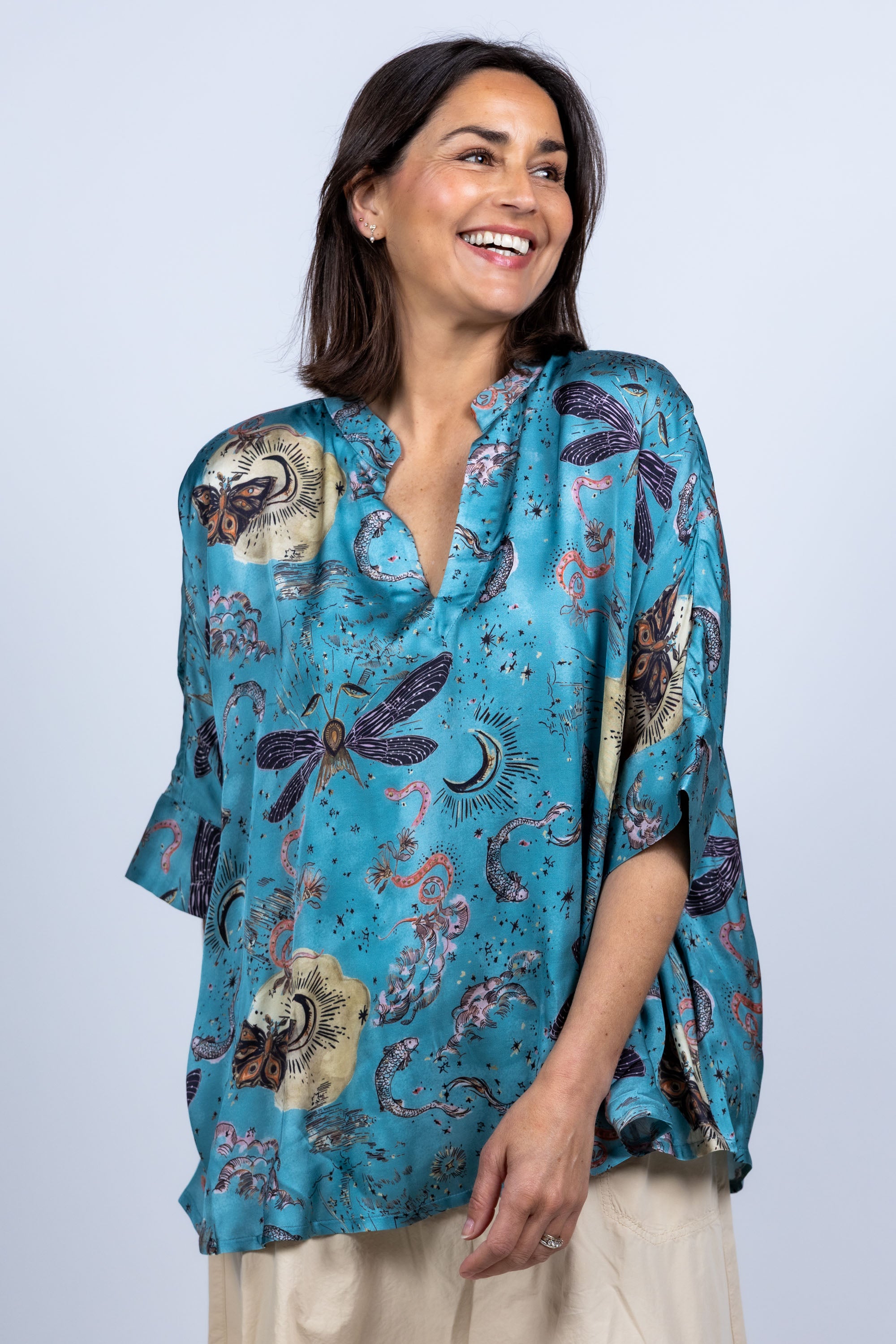 Blouse met print - Bleu