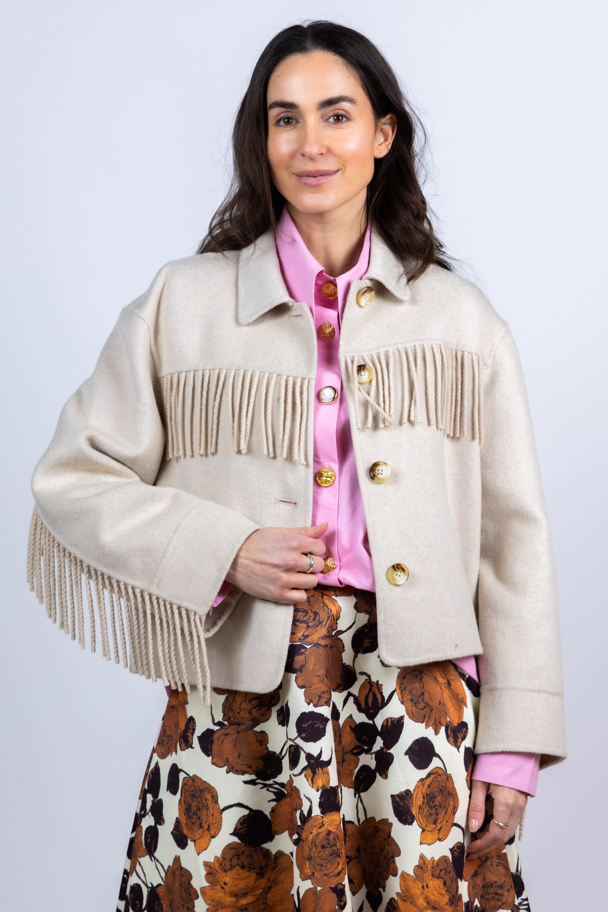 Jasje met franjes - Beige