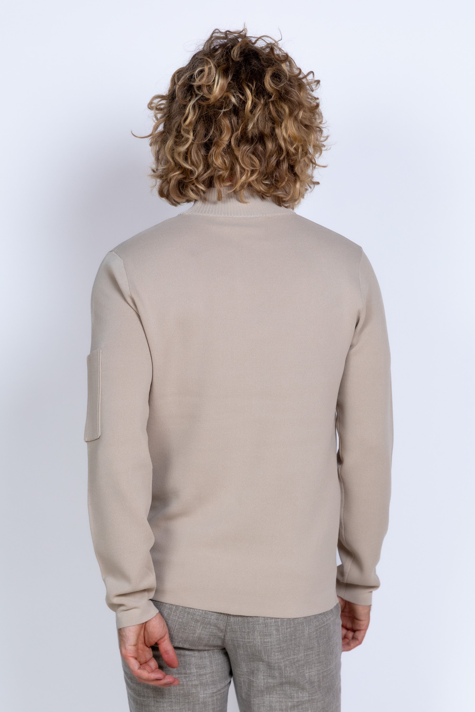 Trui met opstaande kraag - Beige