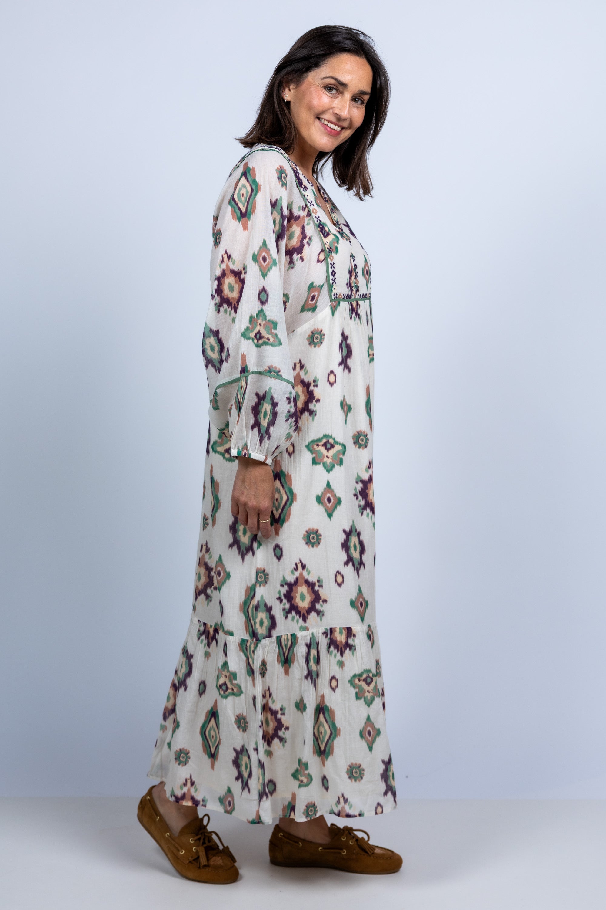 Jurk met print - Ecru