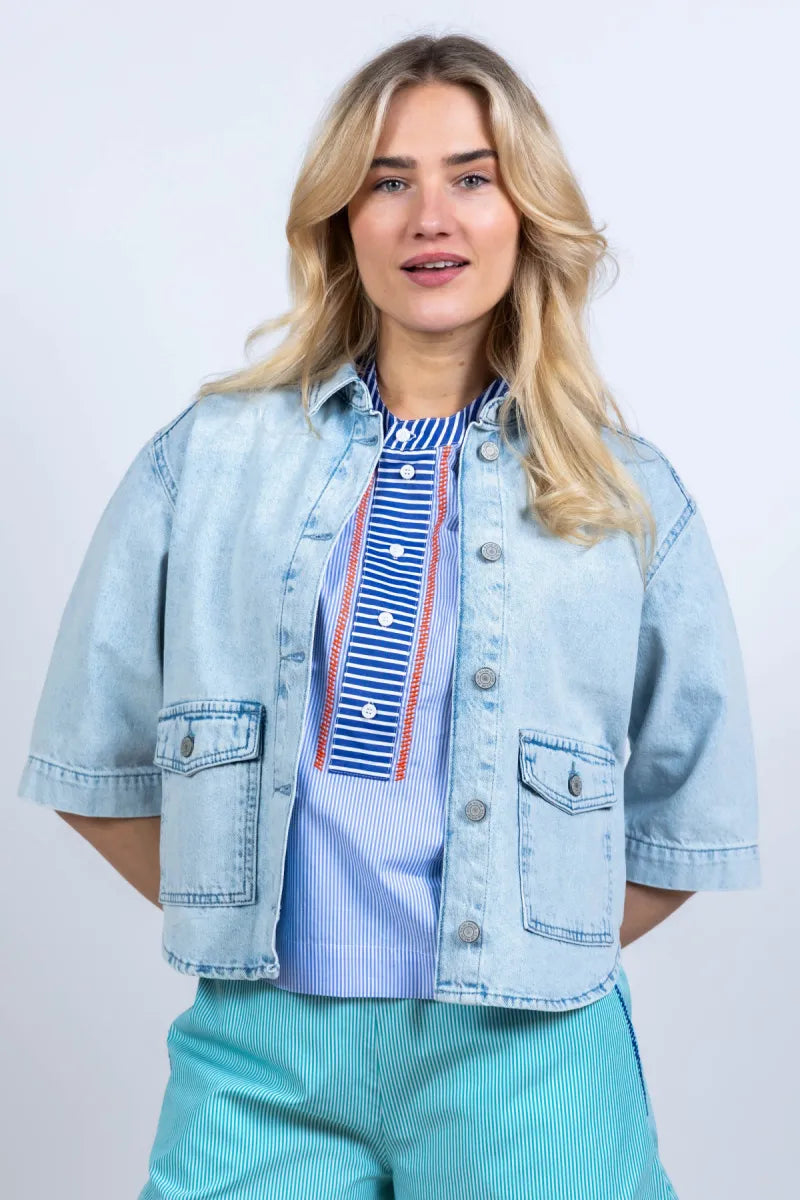 MOSCOW D MOSCOW D 11505 Bizar Denim jasje met knopen - Licht jeans