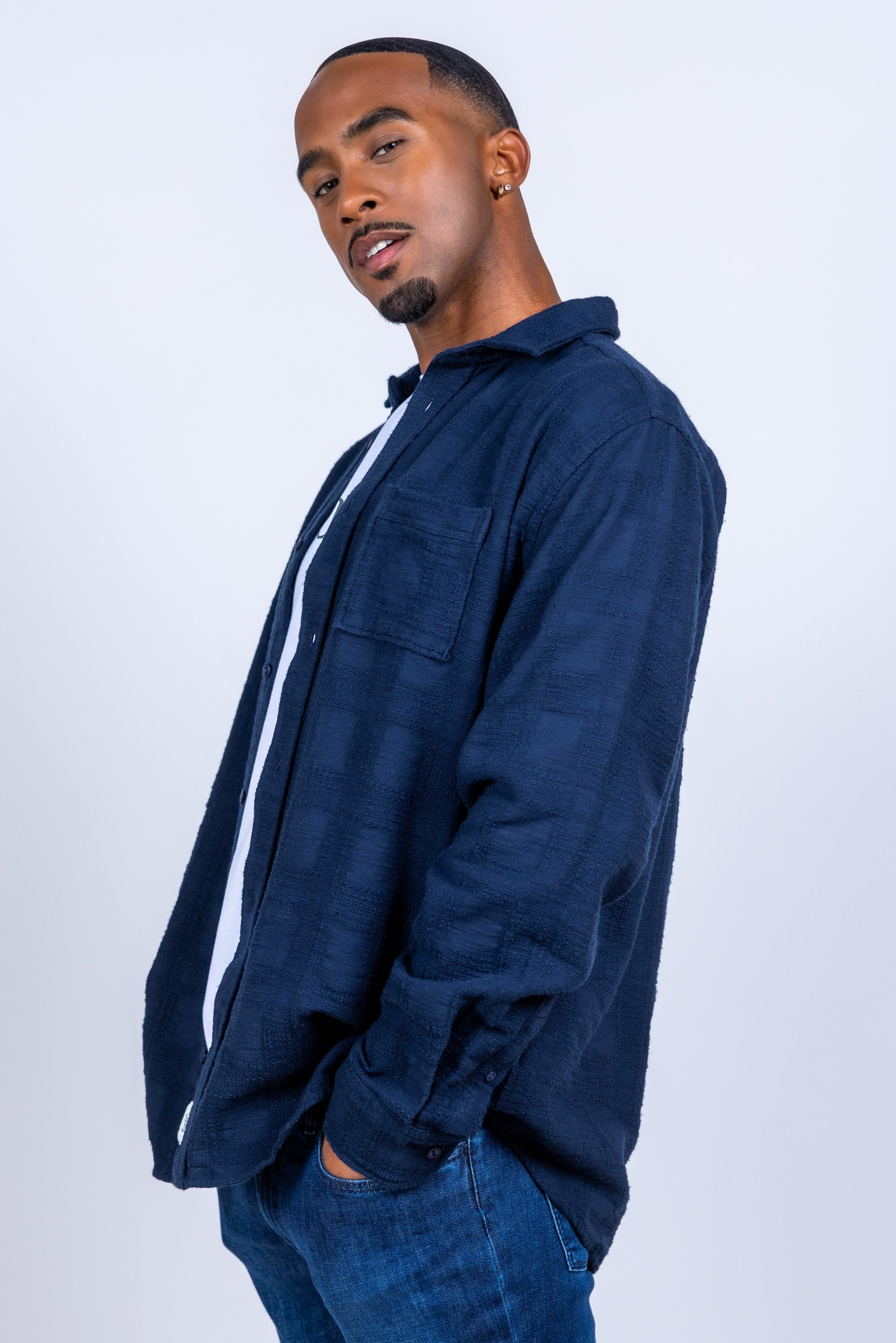 Shirt met knopen - Marine