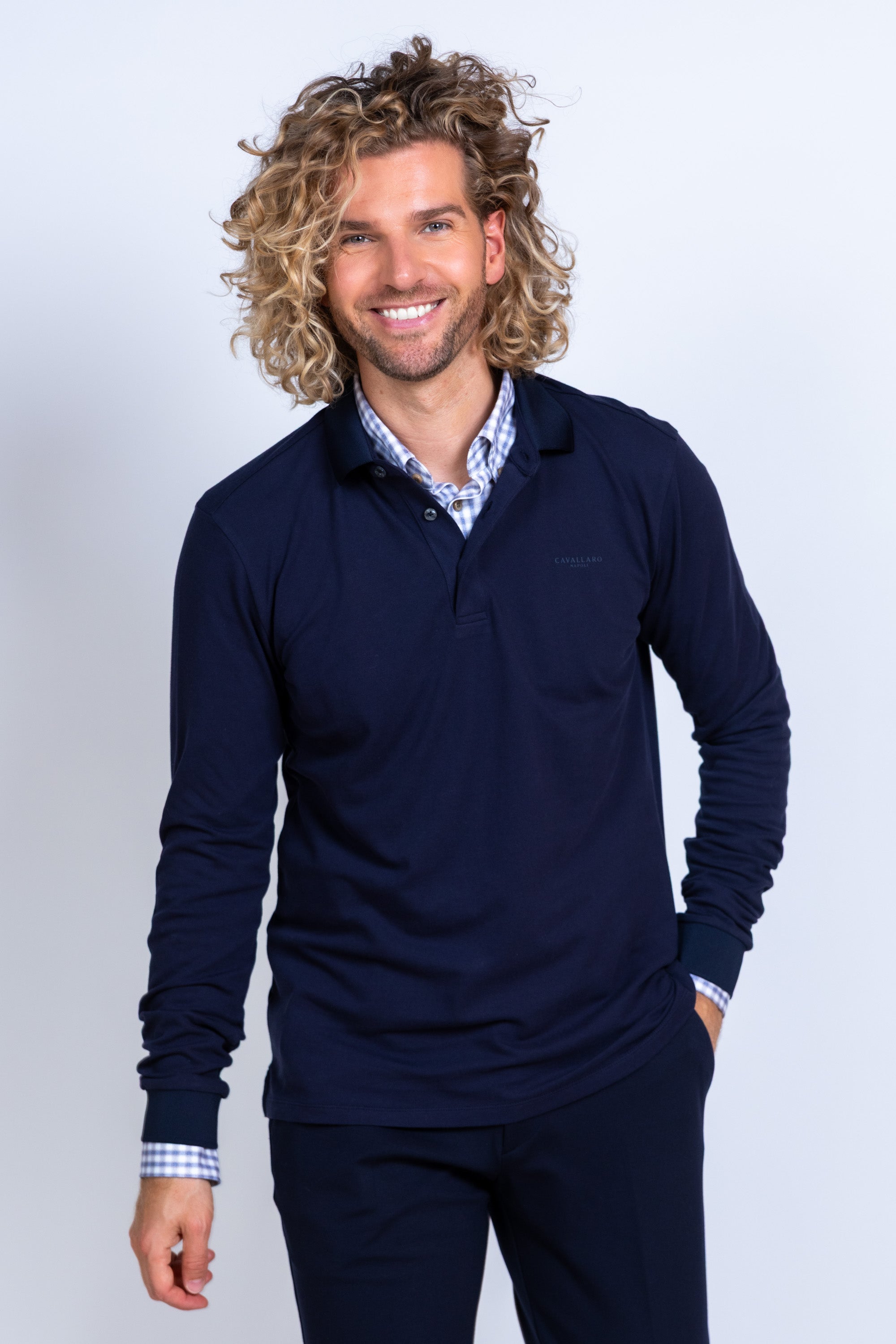 Polo met lange mouwen - Marine