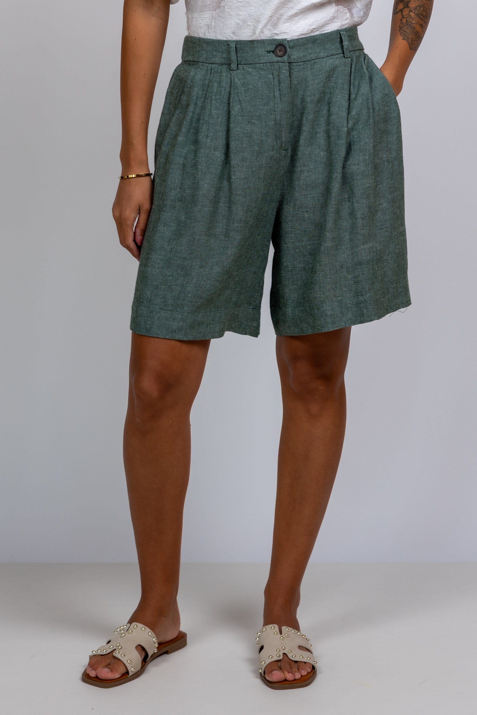 Short met plooien - Mint