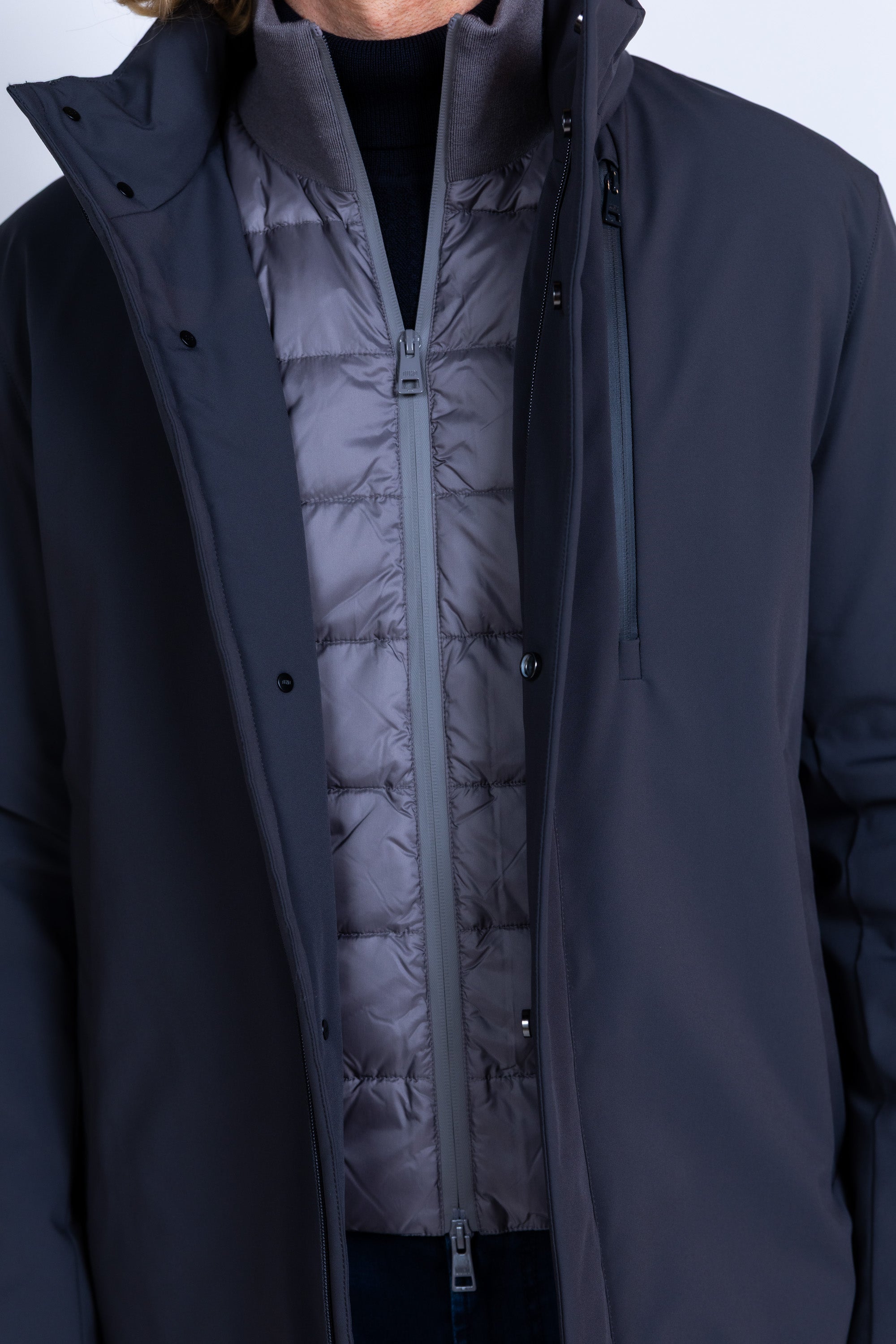 Winterjas met uitneembare kraag - Antraciet