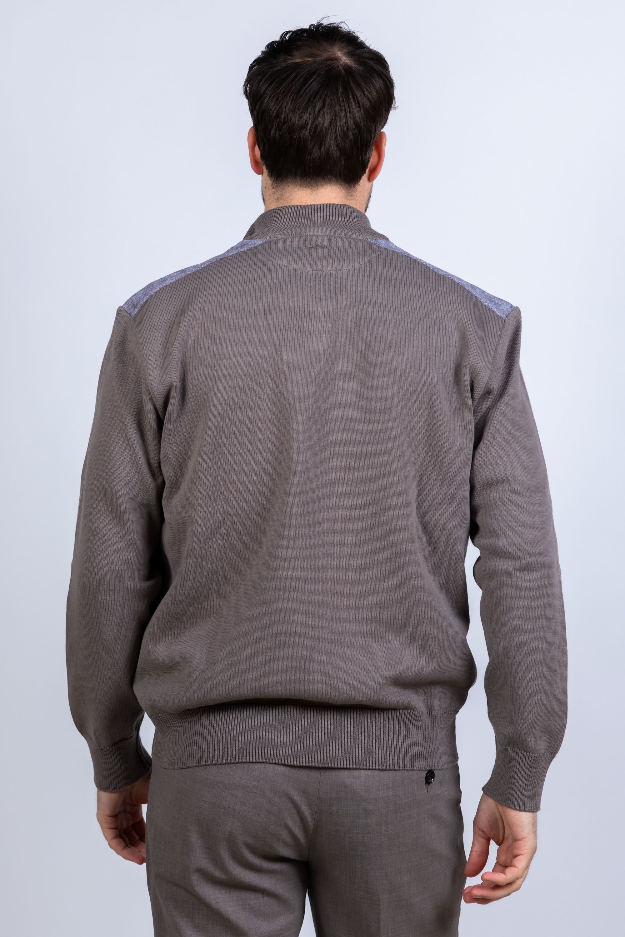 Trui met halve rits - Taupe