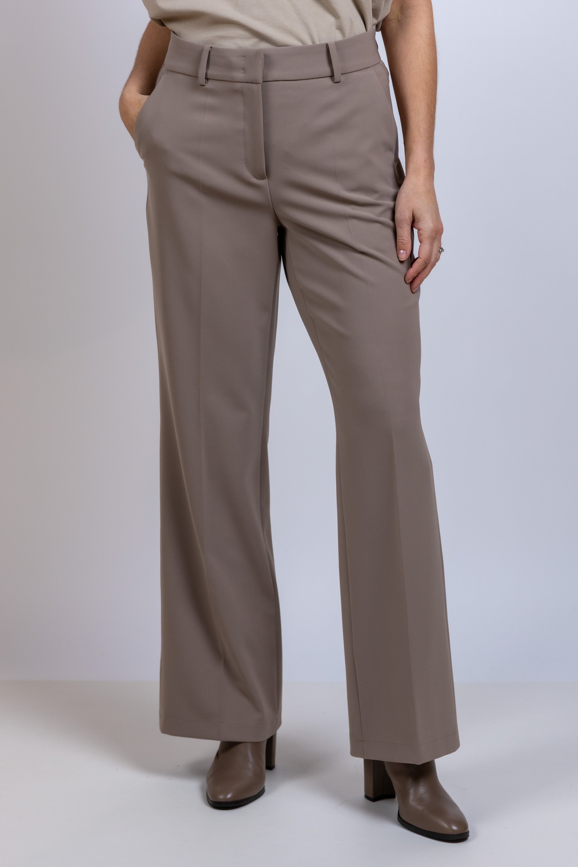 Broek met wijde pijpen - Taupe