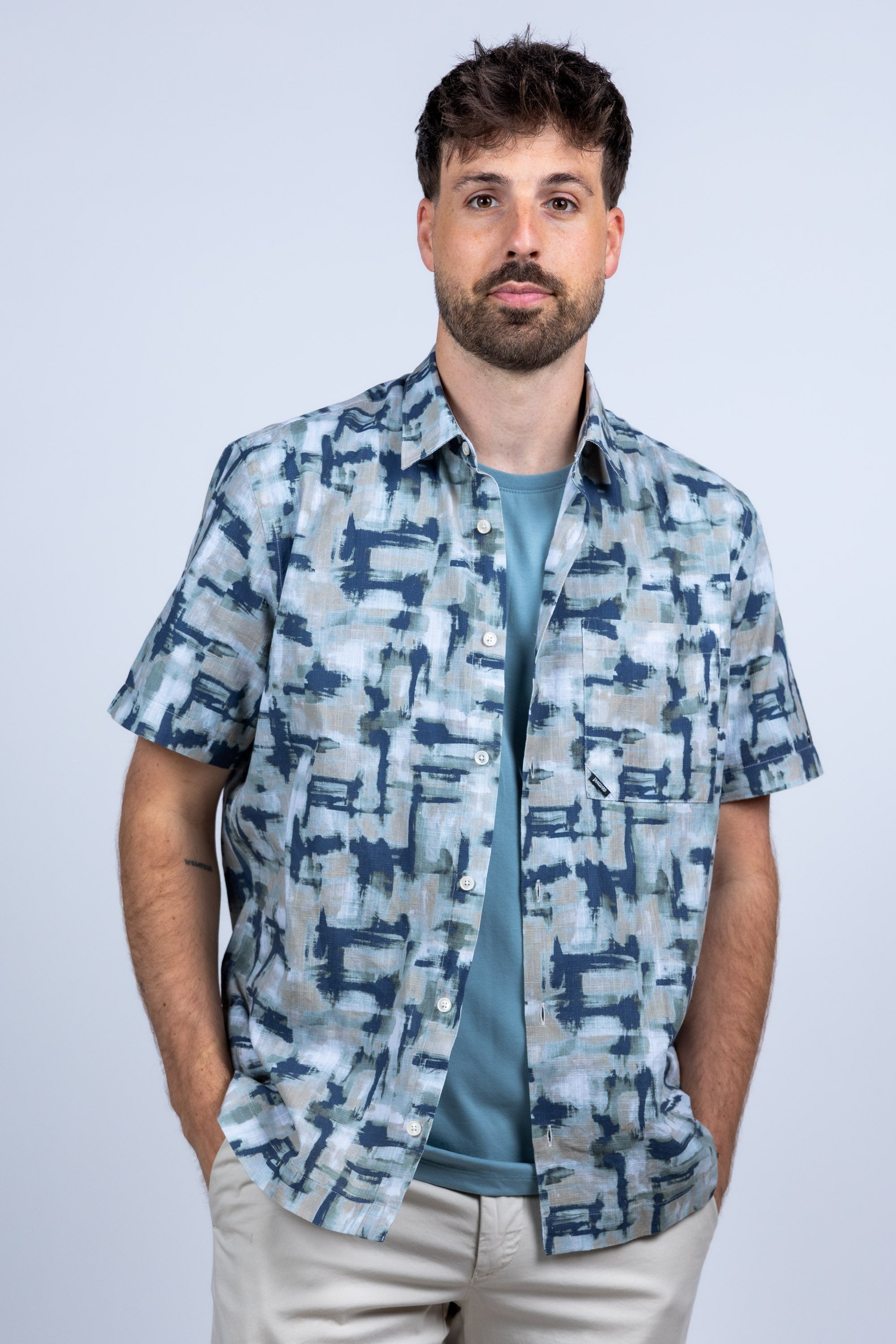 Overhemd met print - Khaki