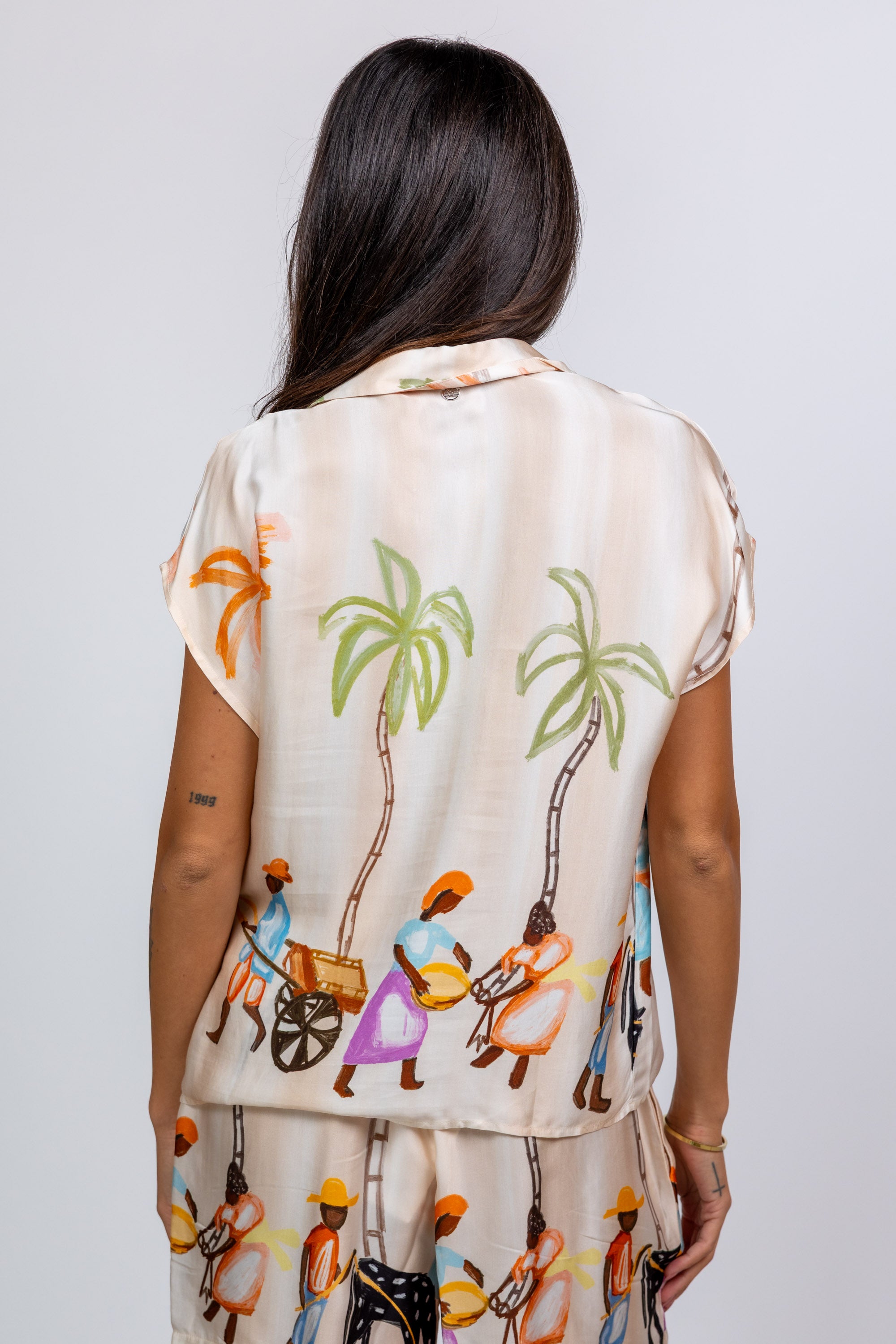Blouse met print - Beige