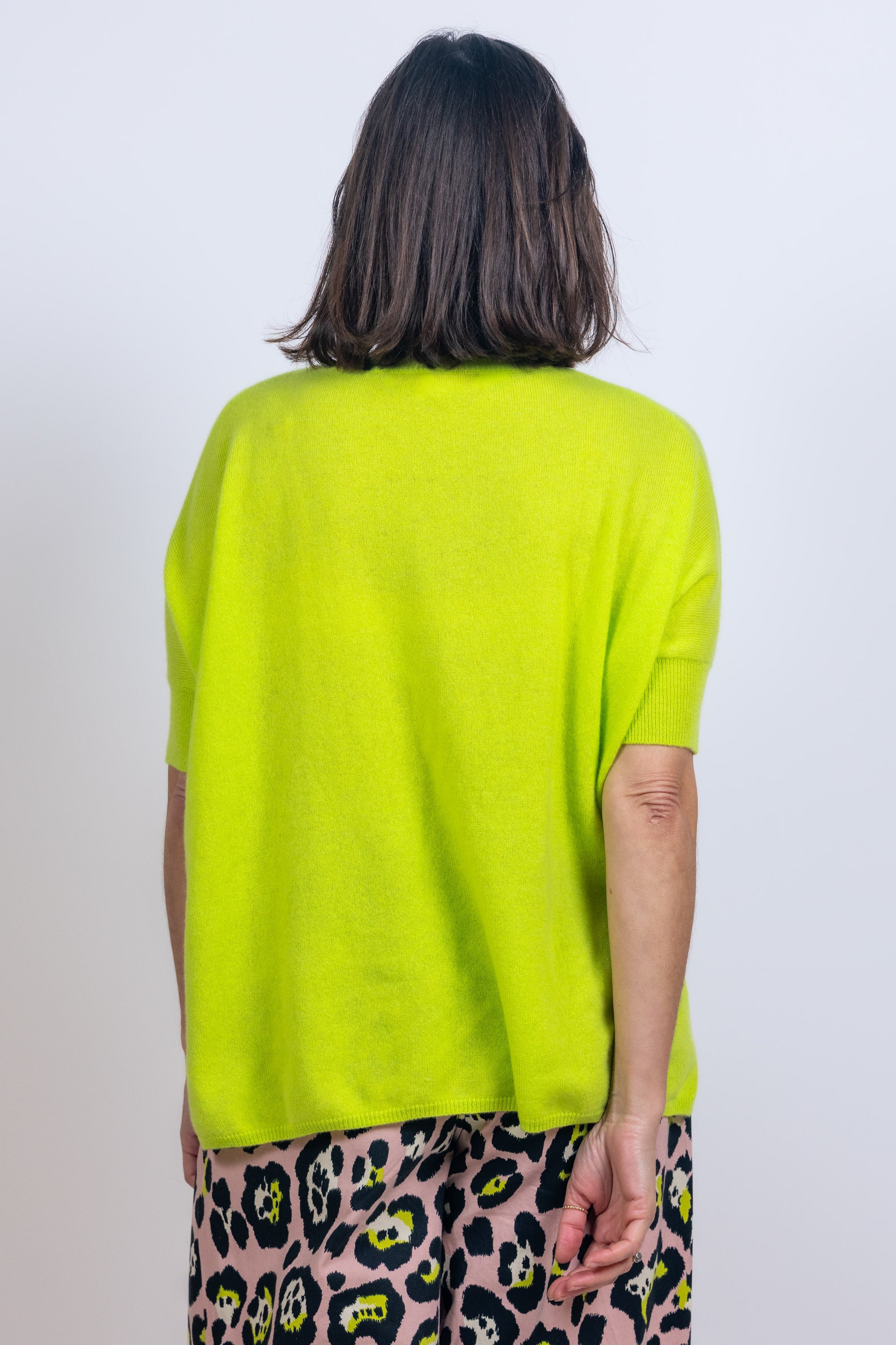 Trui met V-hals - Lime