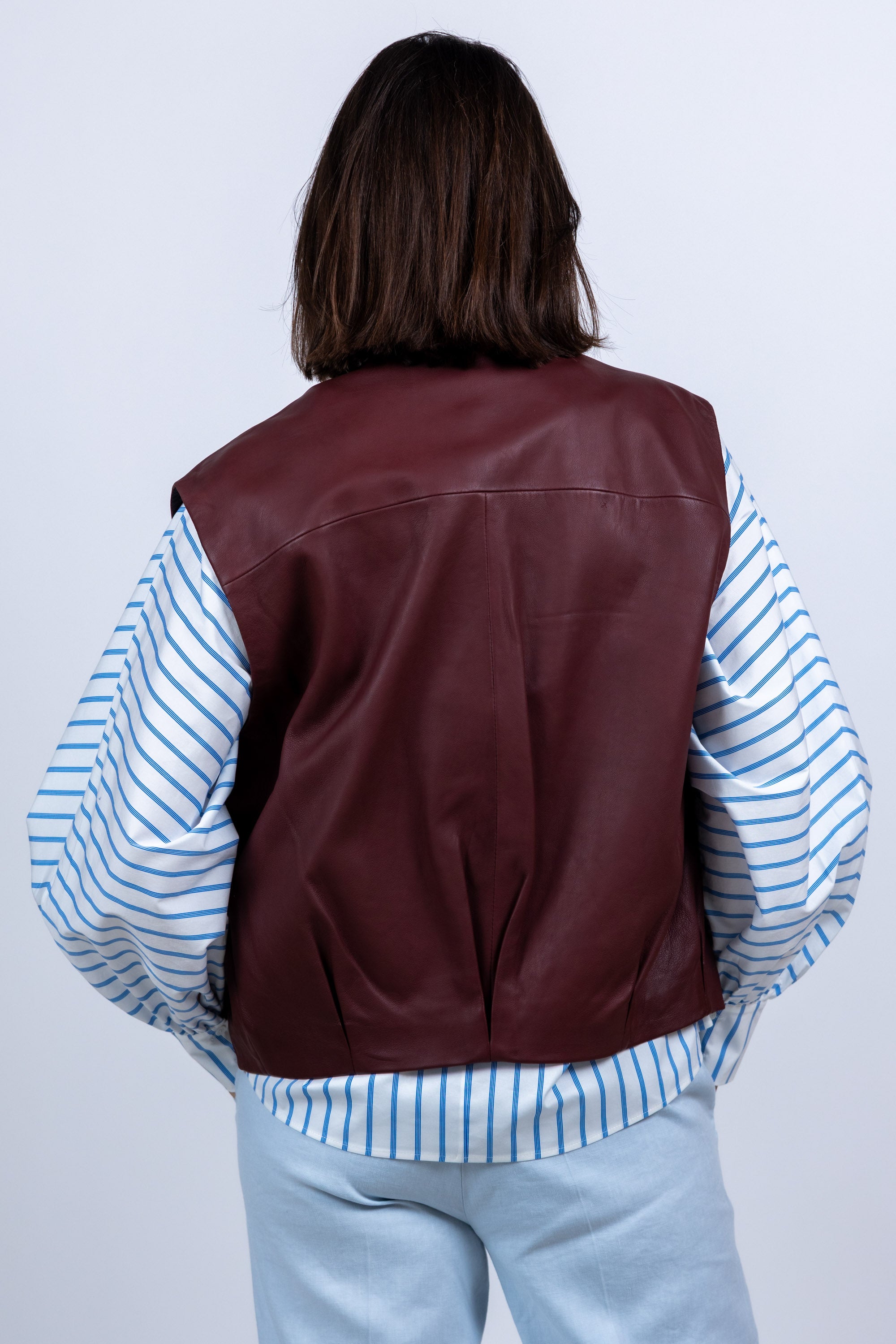 Leren gilet - Donkerbordeaux