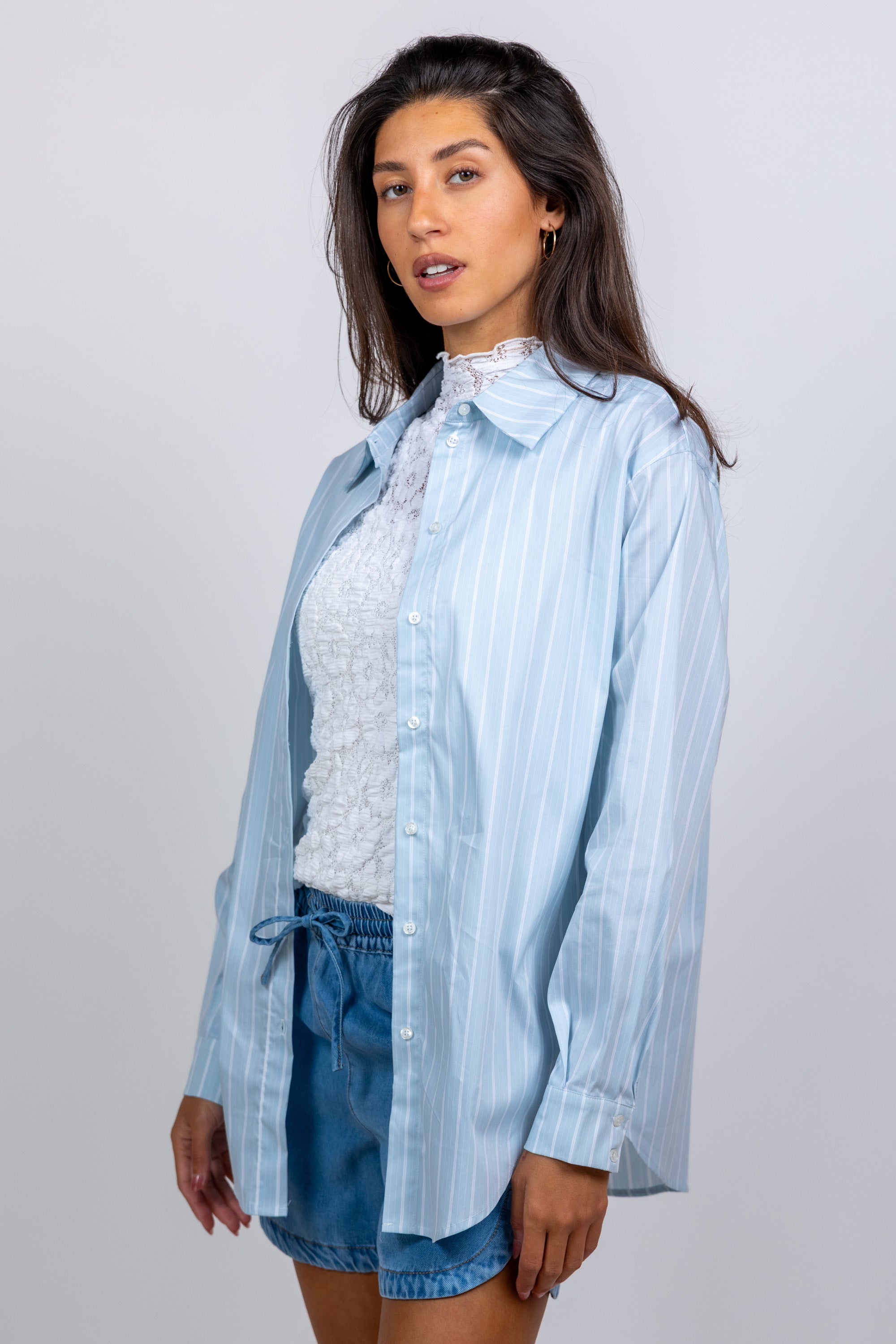 Blouse met strepen - Bleu