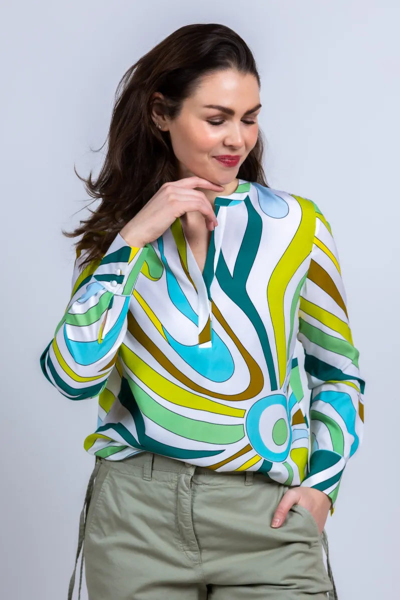 HERZENS HERZENS 25261-6066 HERZENS 25261-6066 Blouse met print - Lime